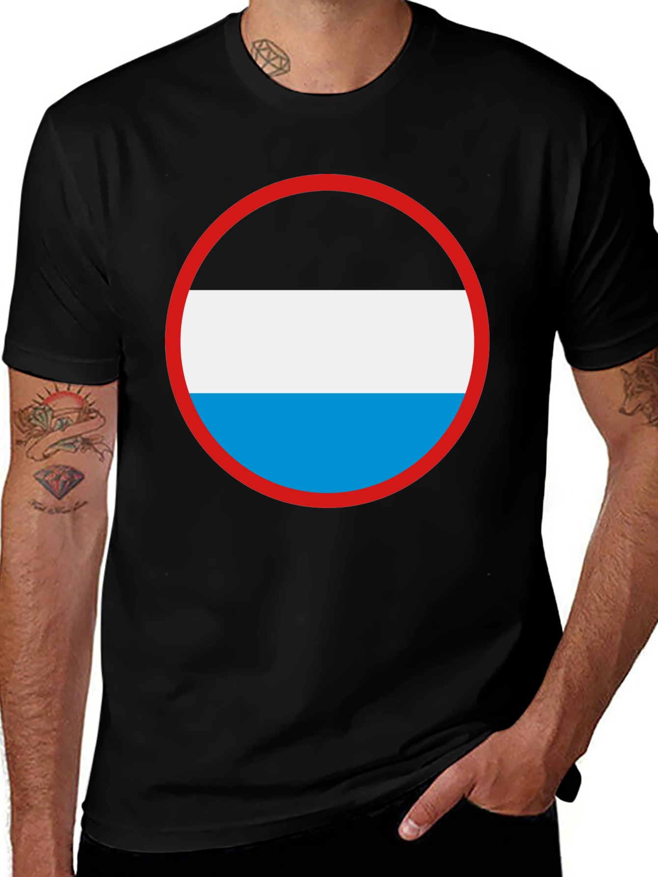 Variant 26 of Graphic Circle T-Shirt - Black, White & Blue