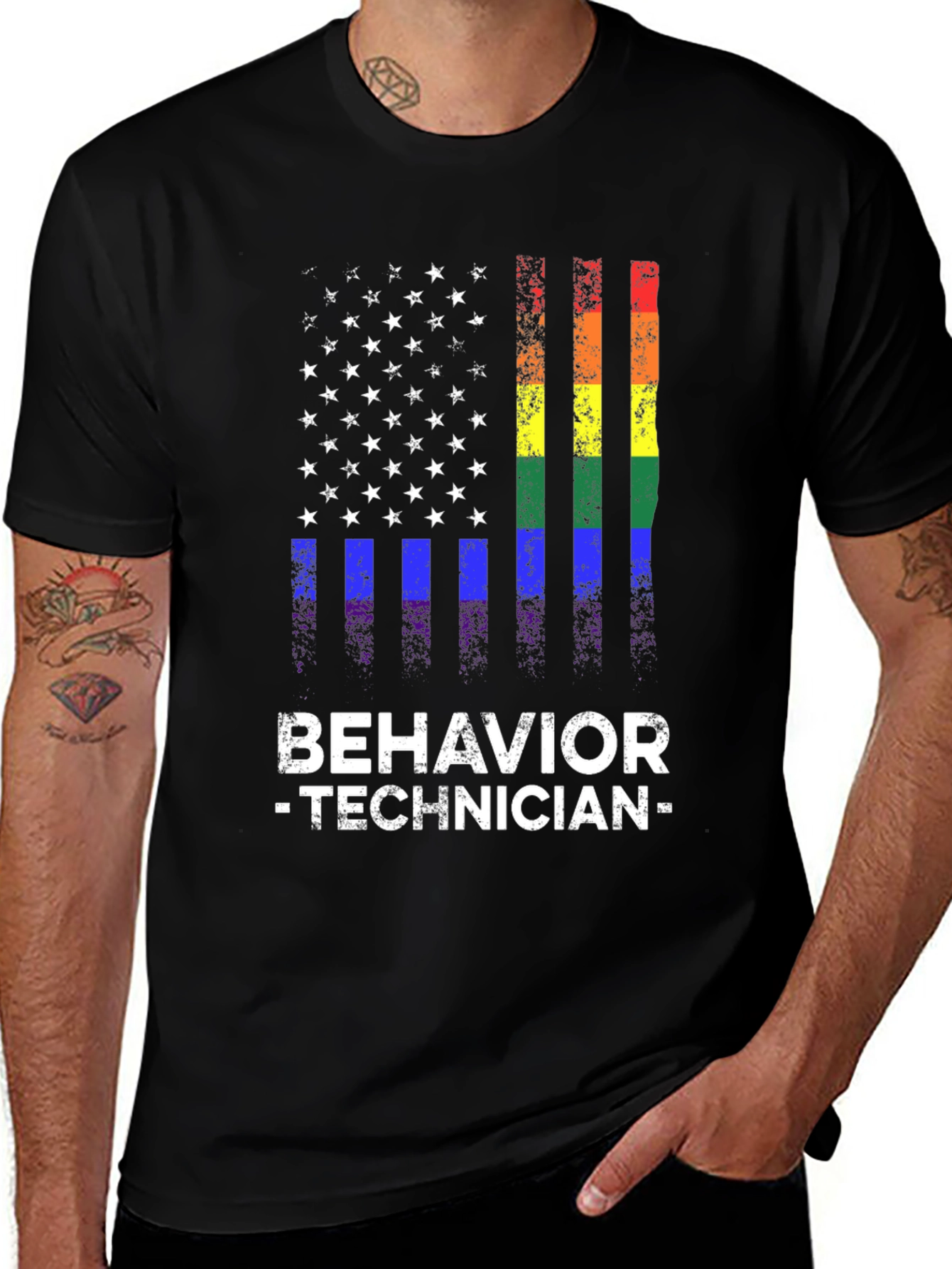 Behavior Technician Pride Flag Graphic Tee