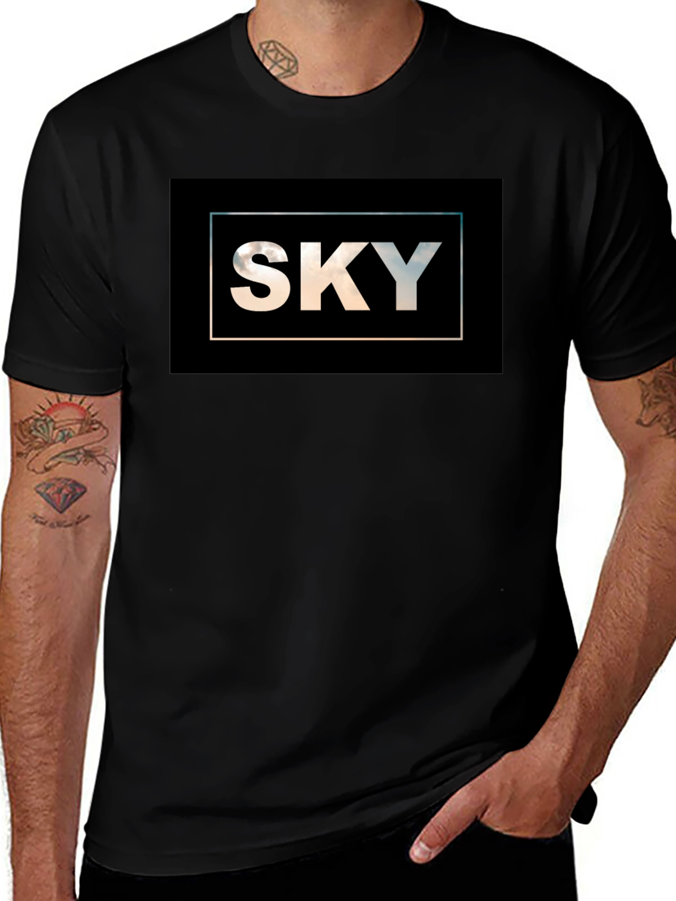 Variant 10 of Black SKY Graphic Tee - Men's Fashion