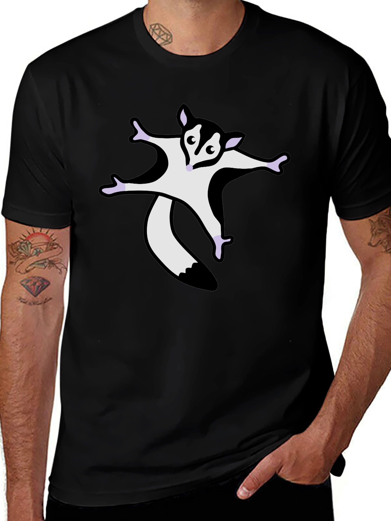 Variant 15 of Sugar Glider Graphic Tee - Black Cotton Blend Shirt