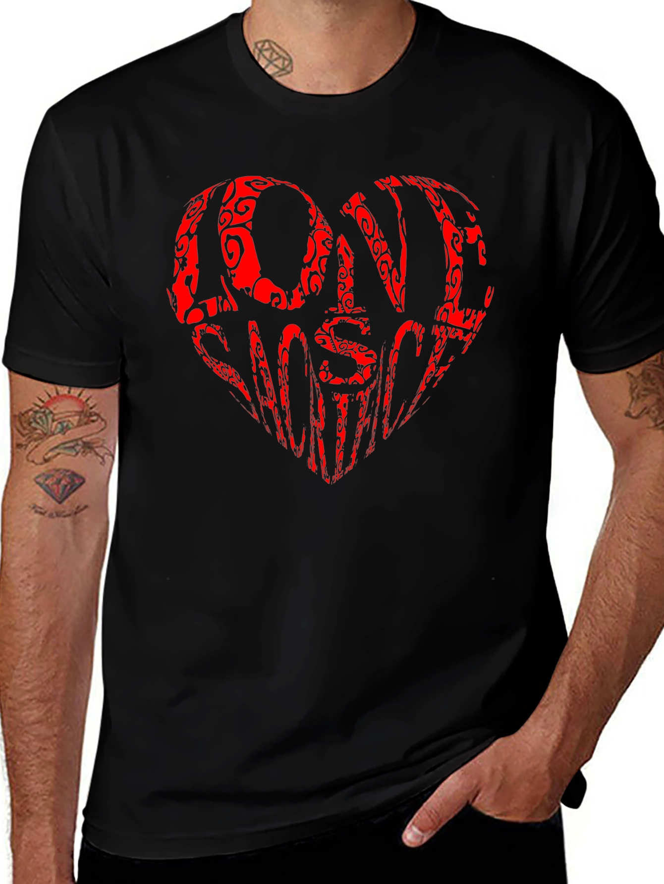 Variant 27 of Love Wins Heart Graphic Tee - Black Cotton Shirt