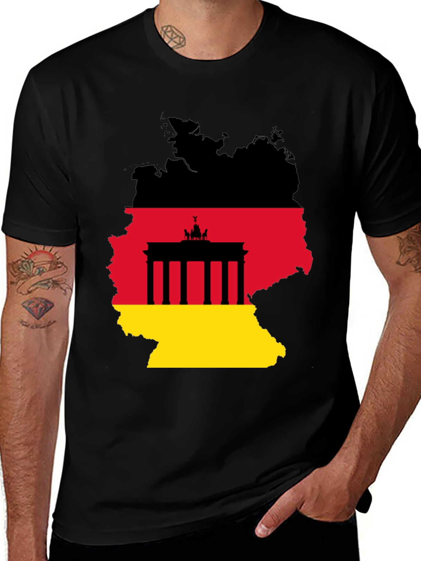 Germany Flag Map Black T-Shirt
