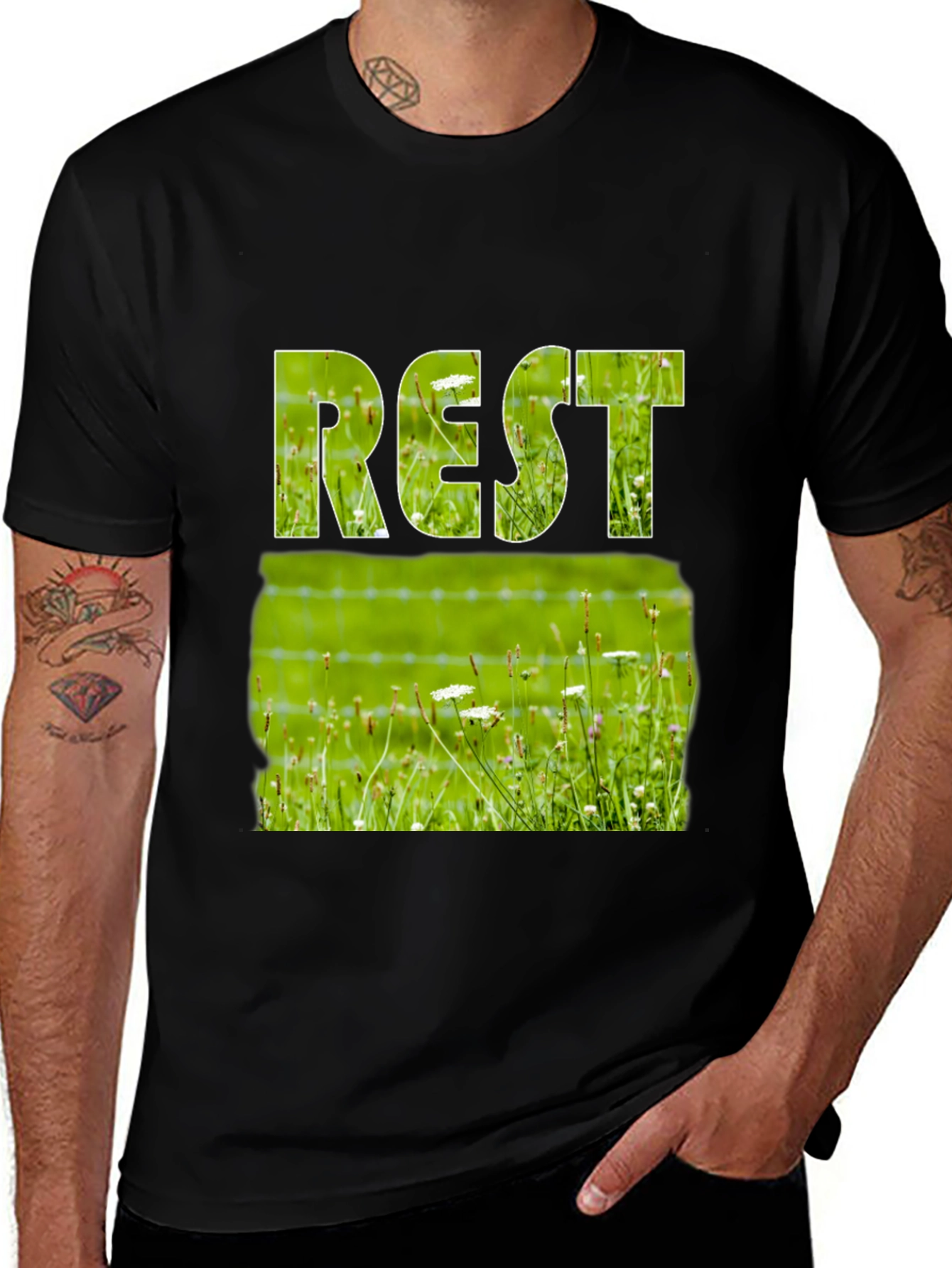Variant 7 of Relax T-Shirt: Restful Grass Design