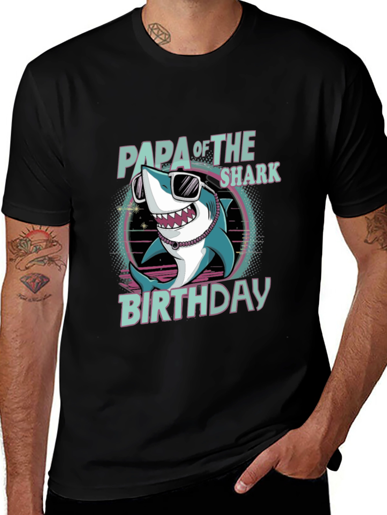 Variant 9 of Papa of the Shark Birthday T-Shirt