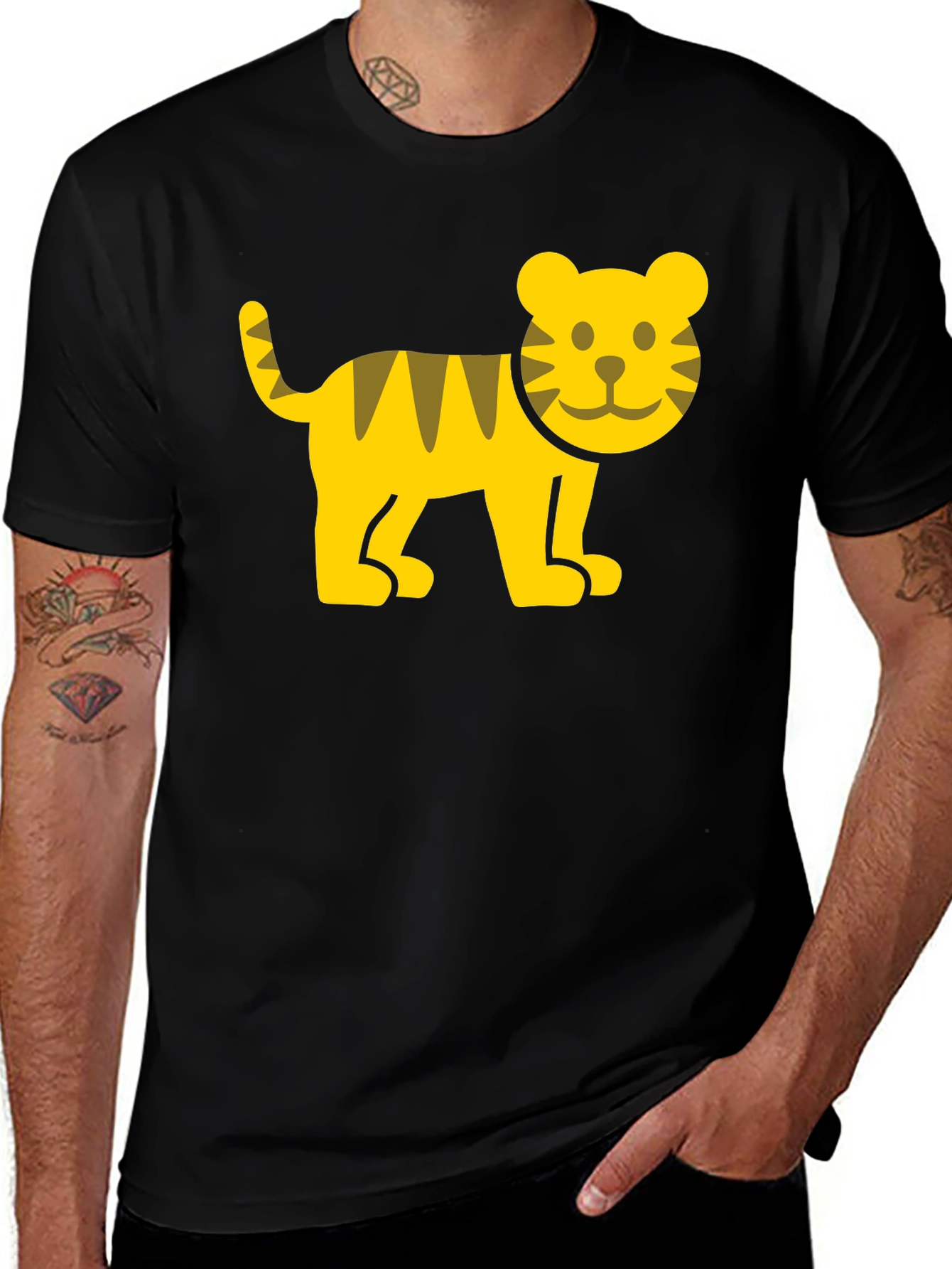Variant 28 of Cute Cartoon Tiger Graphic T-Shirt - Black