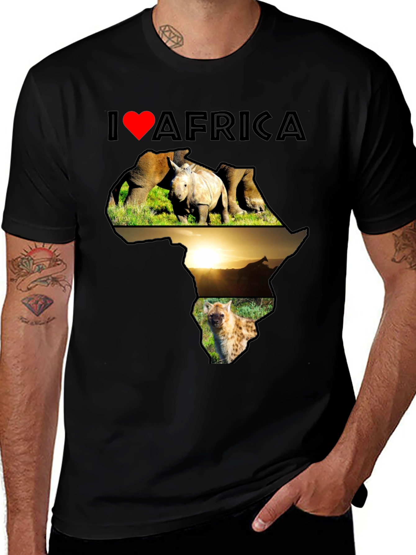 I Love Africa T-Shirt - Wildlife & Continent Design