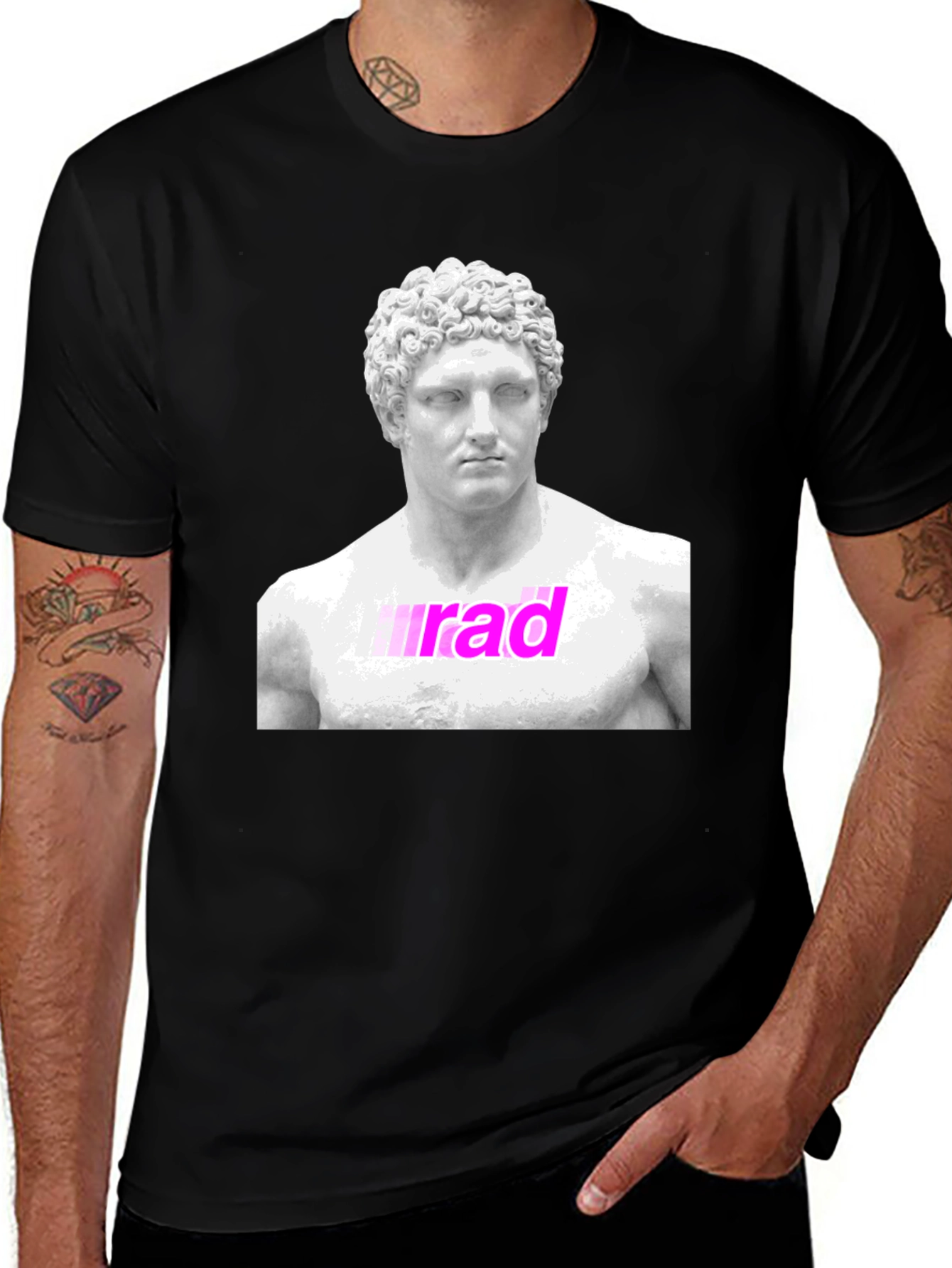 Variant 8 of Rad Statue Graphic Tee - Black Casual T-Shirt