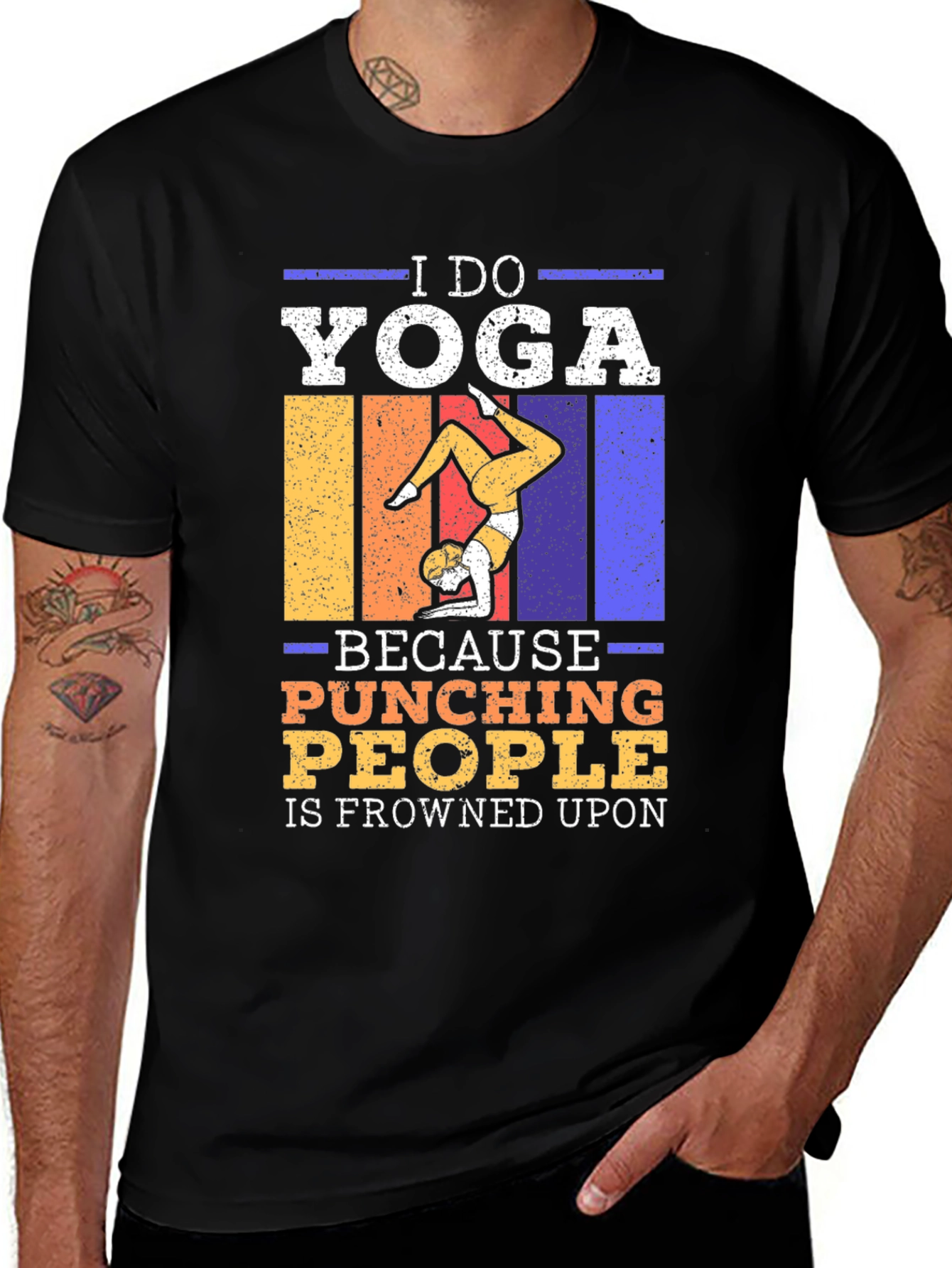Variant 8 of Yoga Funny Graphic Tee - Punching People is Frowned Upon