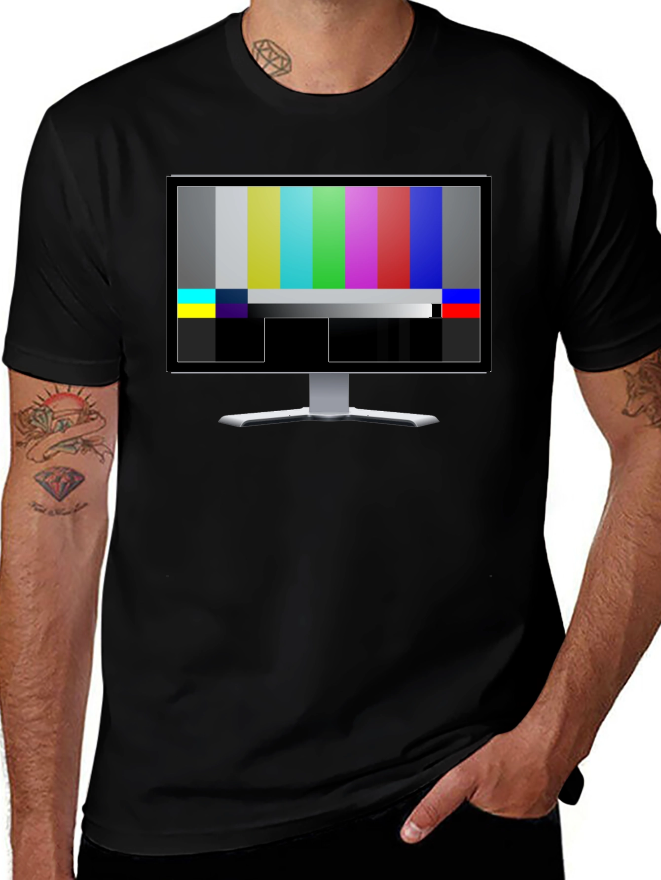 Variant 23 of Retro TV Test Pattern Graphic T-Shirt - Black