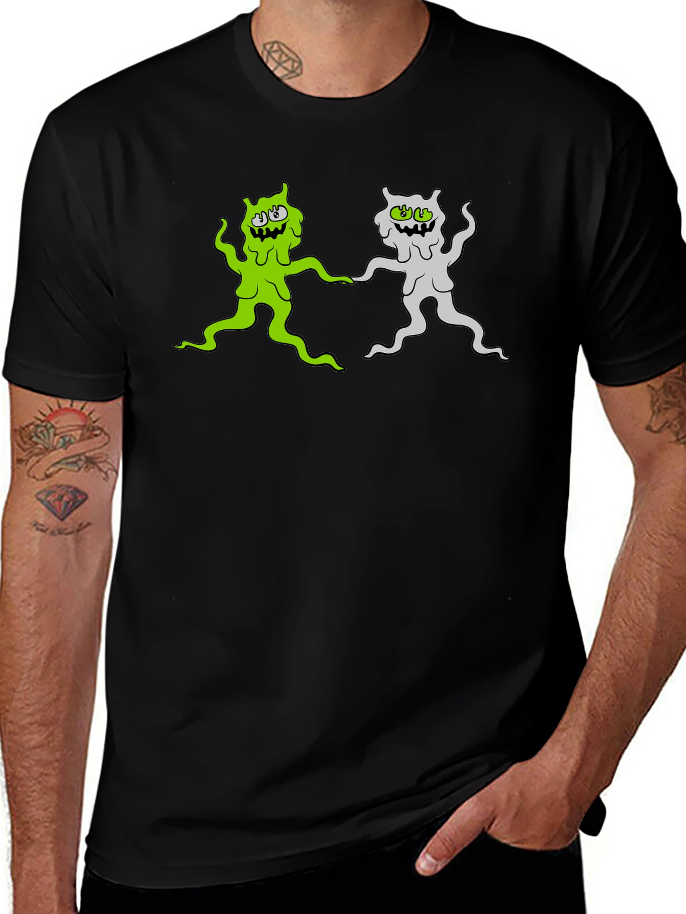 Variant 30 of Cartoon Monster Graphic Tee - Black