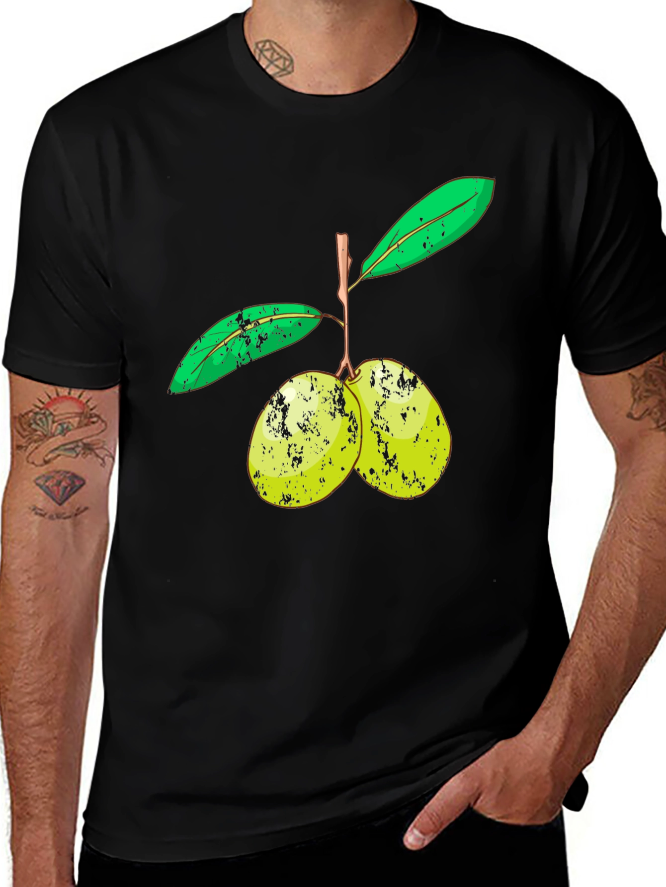 Variant 11 of Olive Branch Graphic Tee - Unisex Black T-Shirt