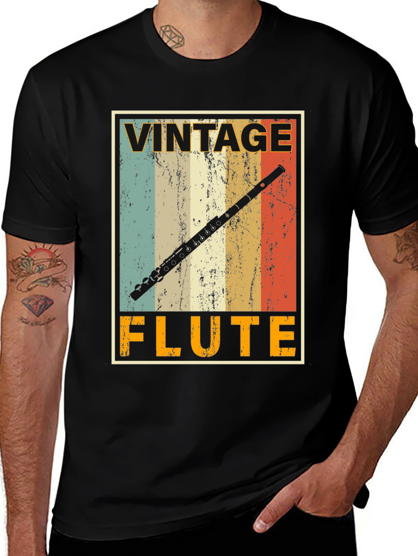 Variant 29 of Vintage Flute T-Shirt - Musician's Retro Style Tee