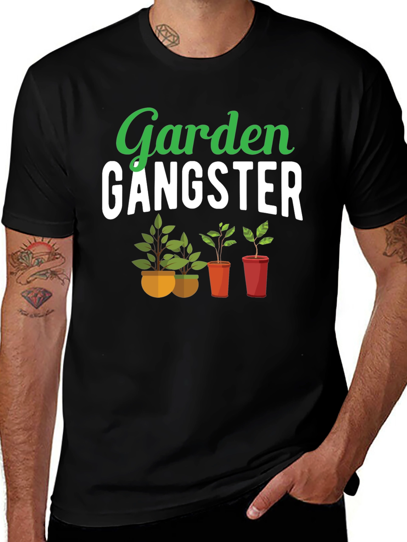 Black Garden Gangster T-Shirt - Gardening Humor Tee main image