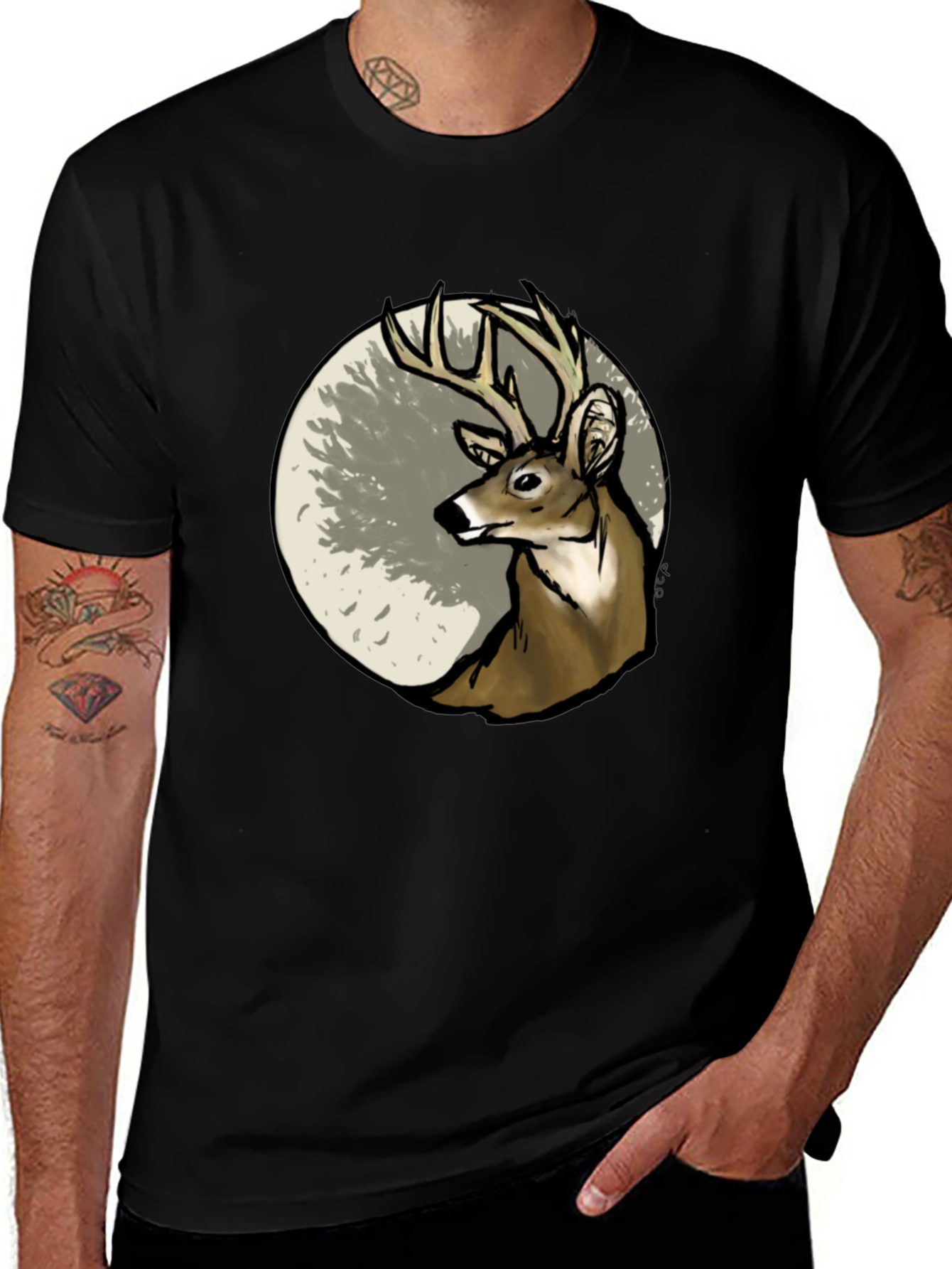 Variant 29 of Buck Graphic Tee - Classic Black