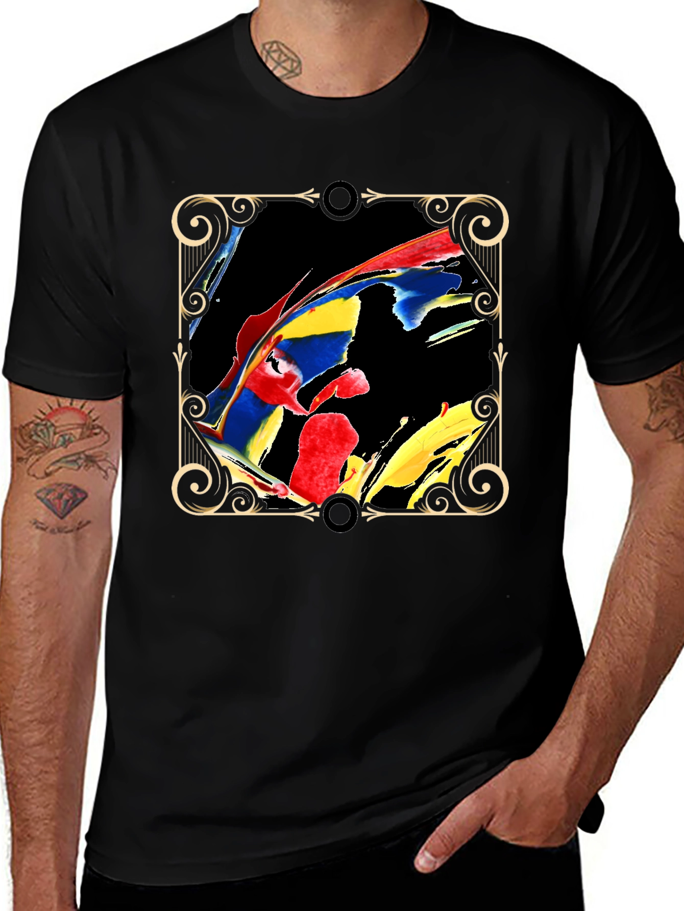 Variant 25 of Abstract Art Graphic Tee - Stylish Black T-Shirt