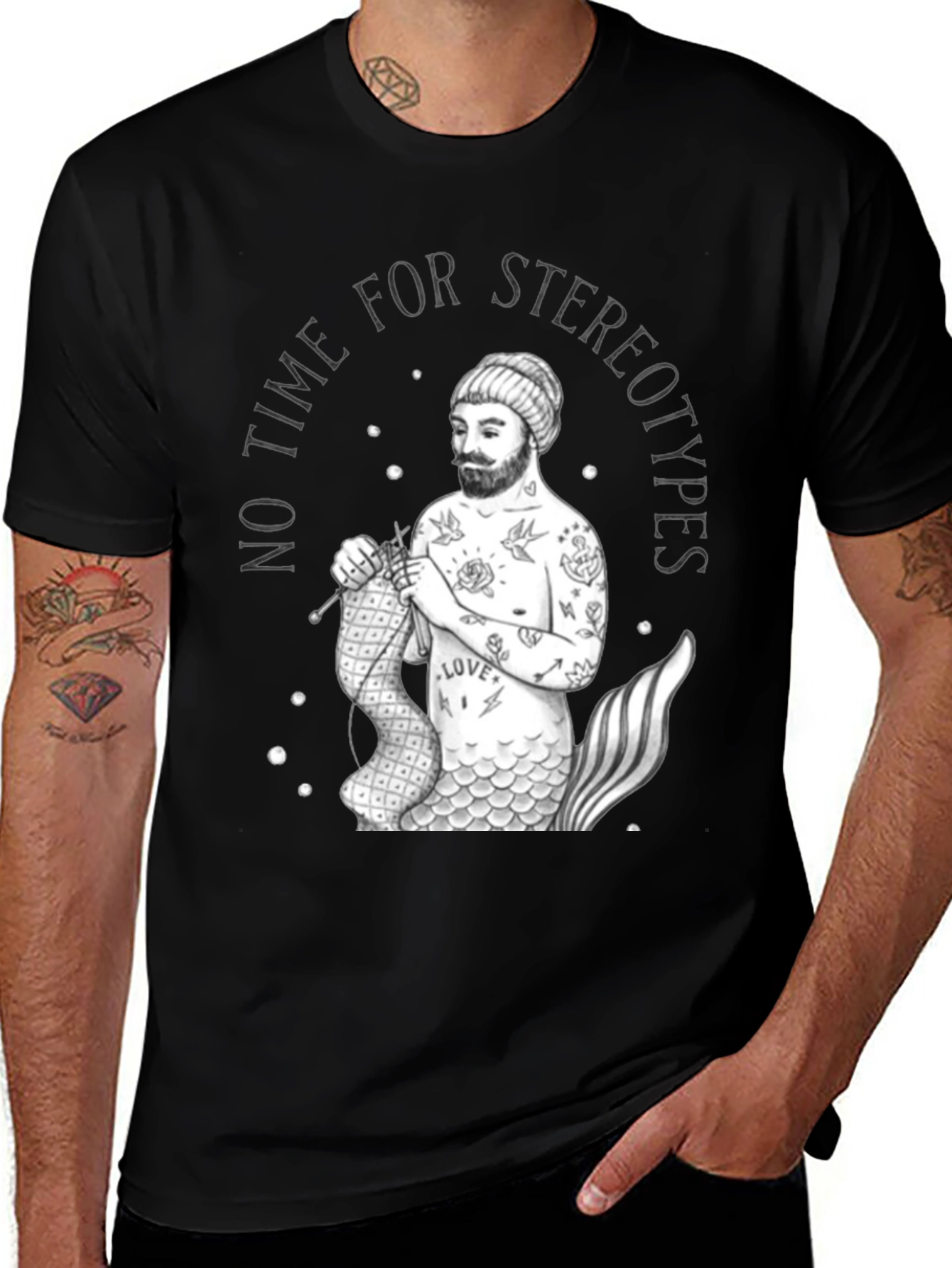 Variant 17 of No Time for Stereotypes T-Shirt - Bearded Mermaid Knitter