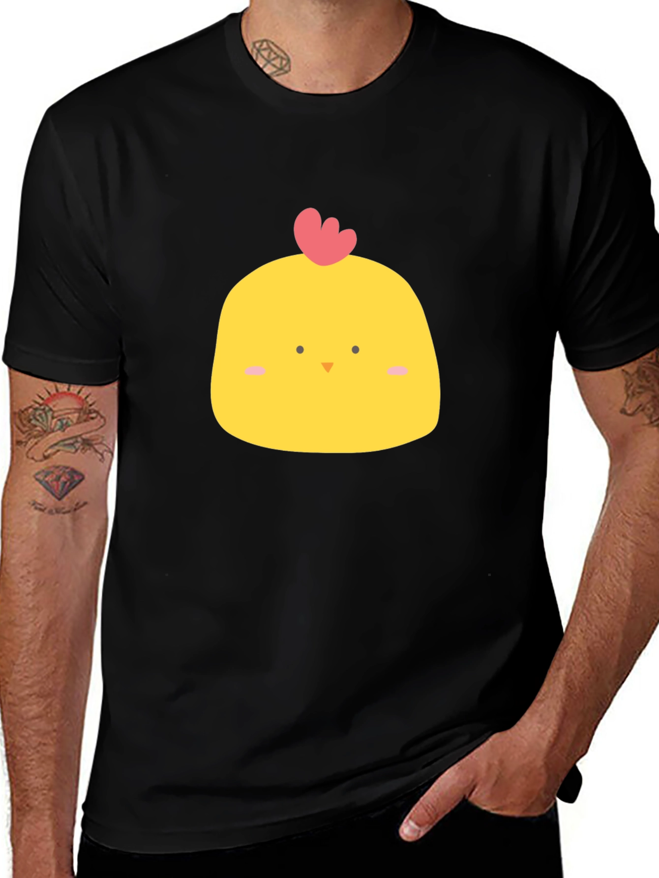 Variant 11 of Cute Chicken Graphic Tee - Black Cotton Blend
