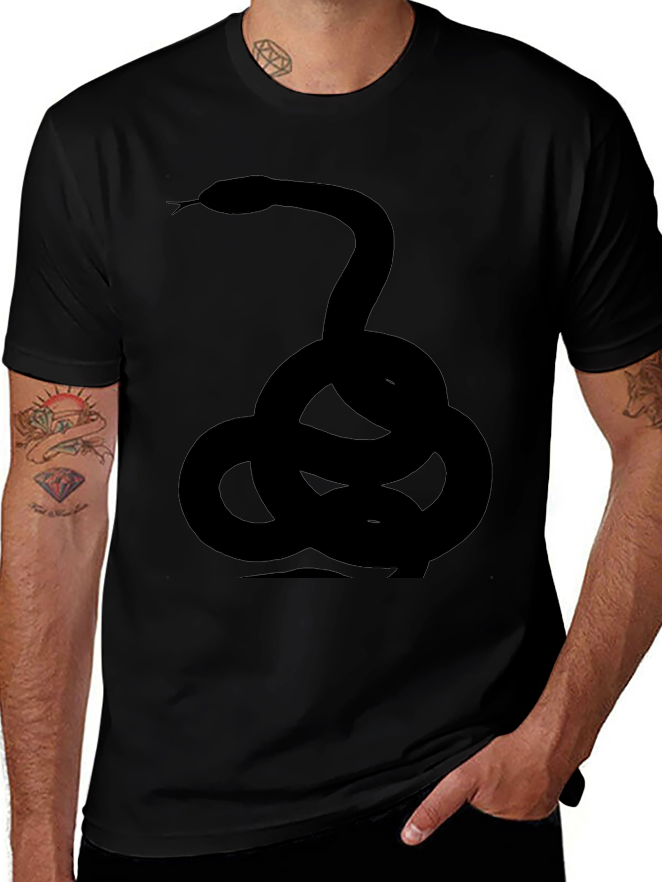 Variant 18 of Coiled Snake Graphic Tee - Black