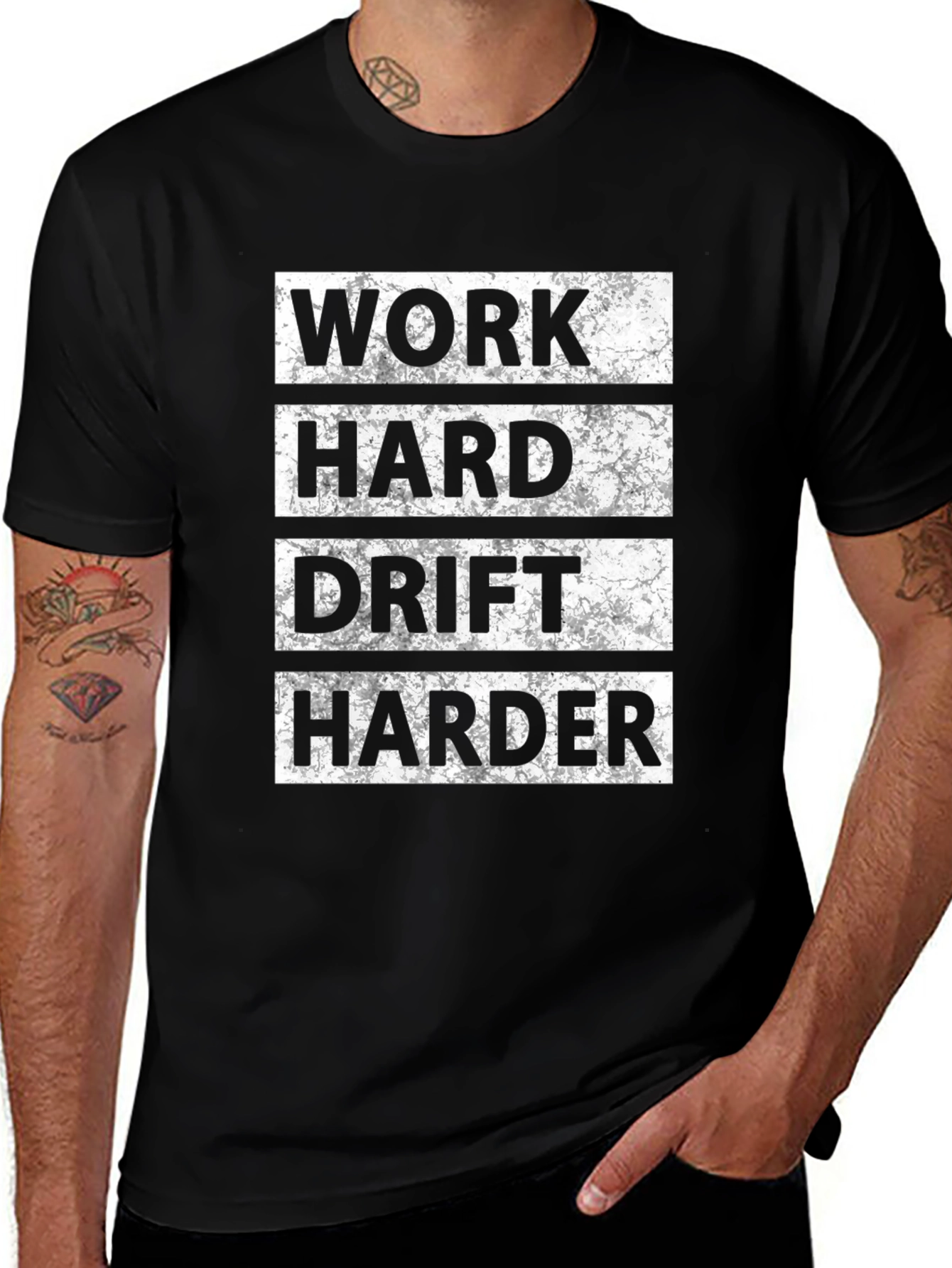 Variant 4 of Work Hard, Drift Harder Men's Black T-Shirt