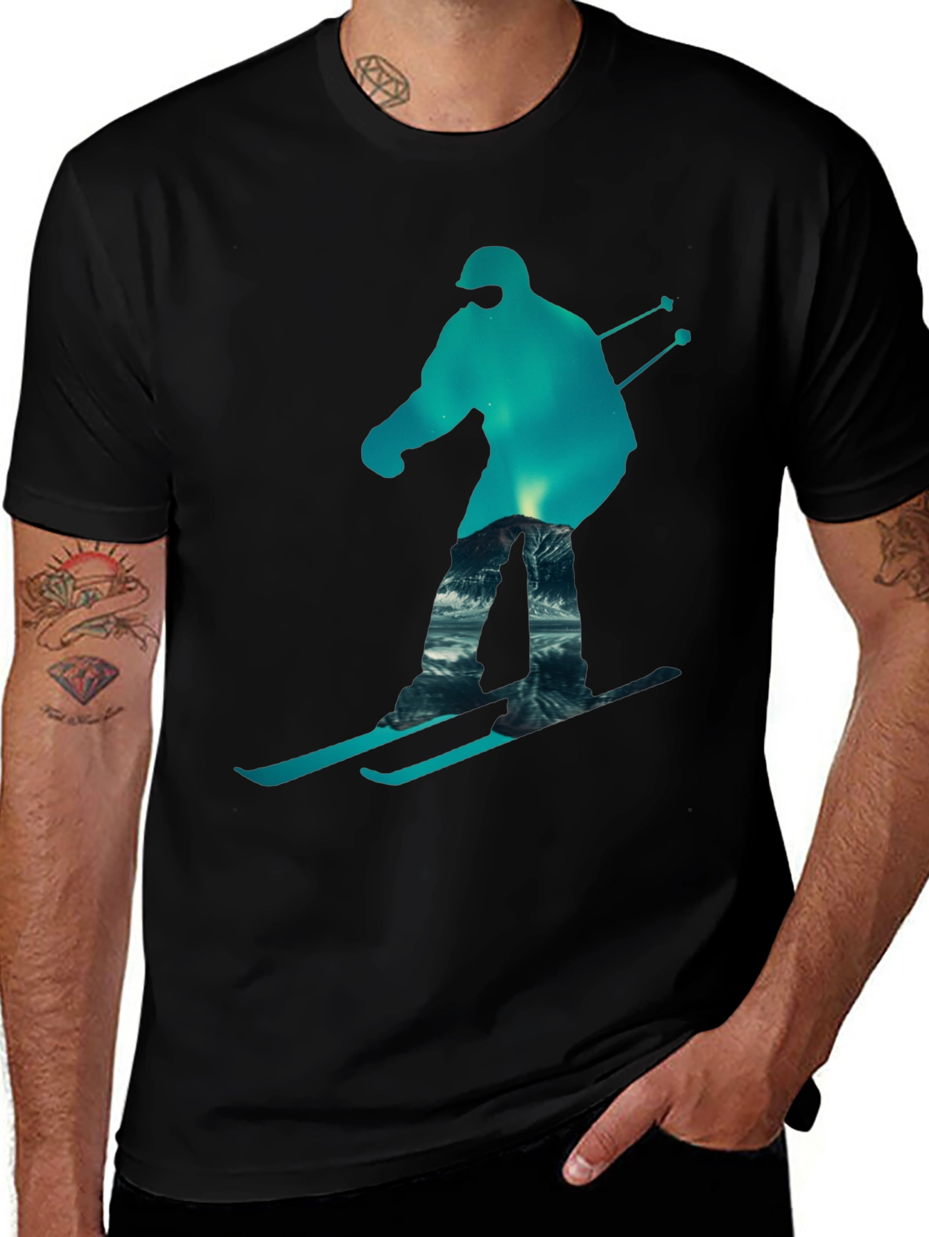 Skier Silhouette Graphic T-Shirt