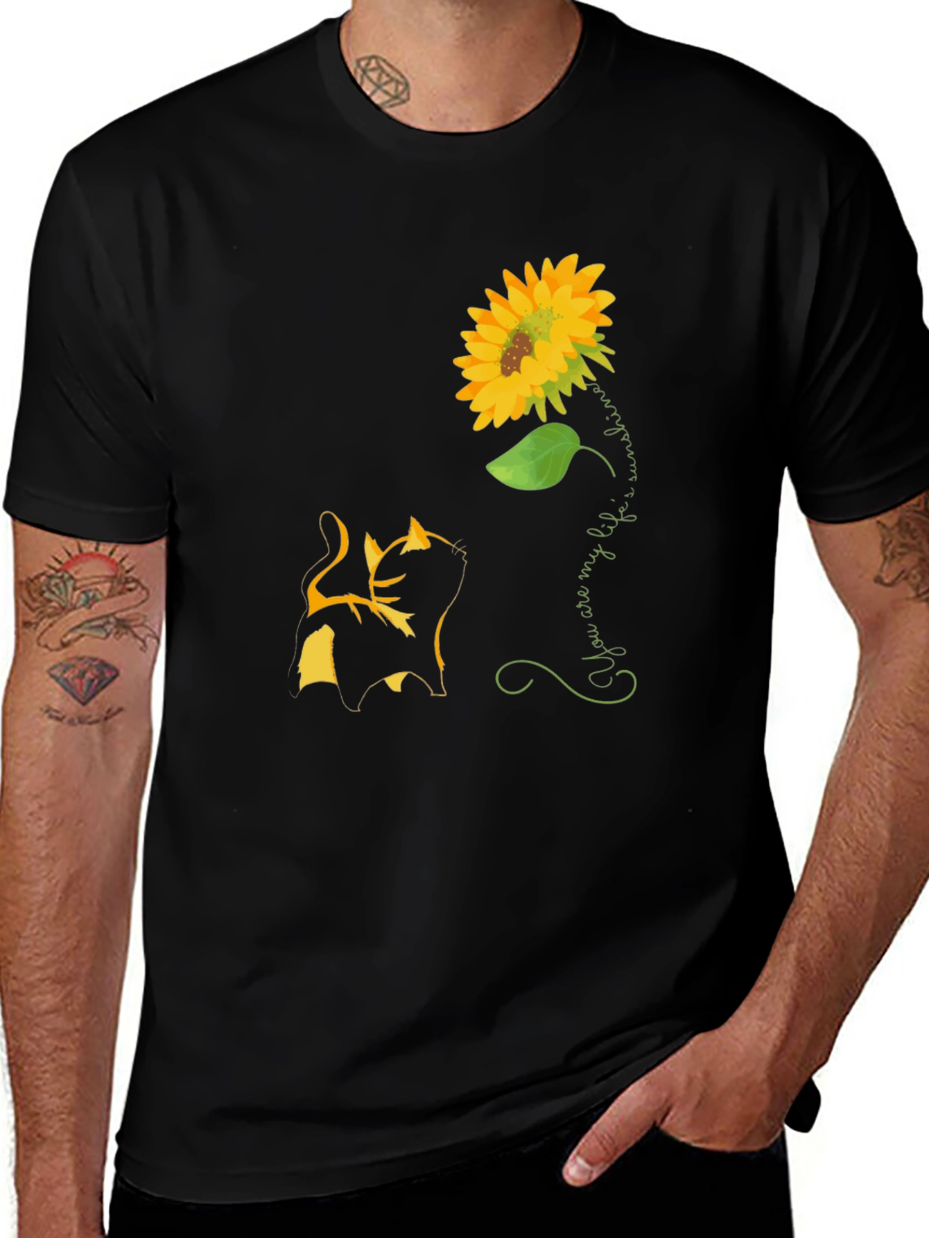 Variant 13 of Cat & Sunflower T-Shirt - You Are My Sunshine Tee