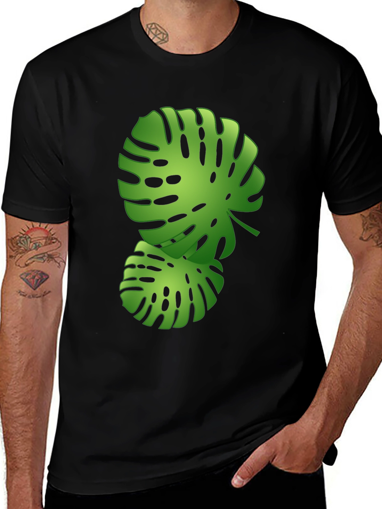 Tropical Leaf Graphic T-Shirt - Trendy Casual Wear