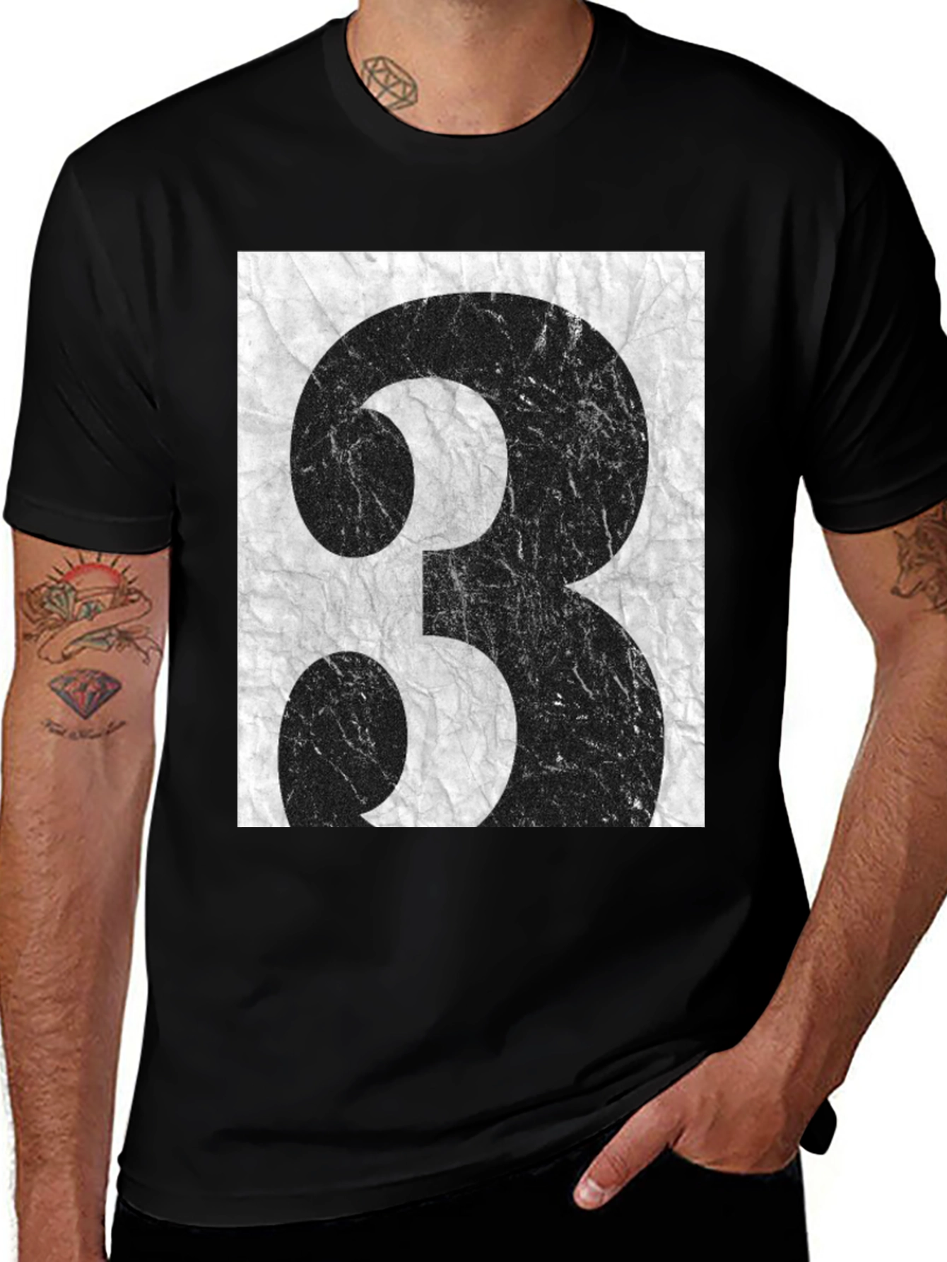 Variant 18 of Grunge Number 3 Graphic Tee - Black