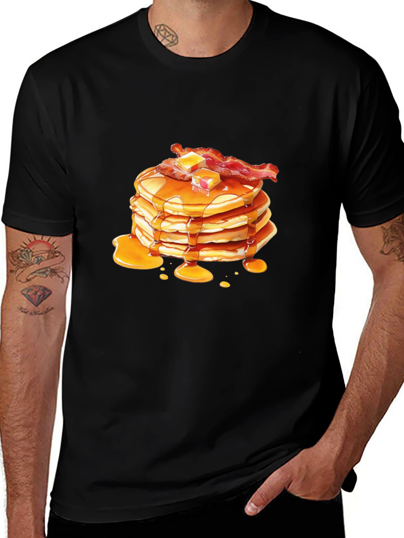 Pancakes & Bacon Graphic Tee - Breakfast Lover's T-Shirt