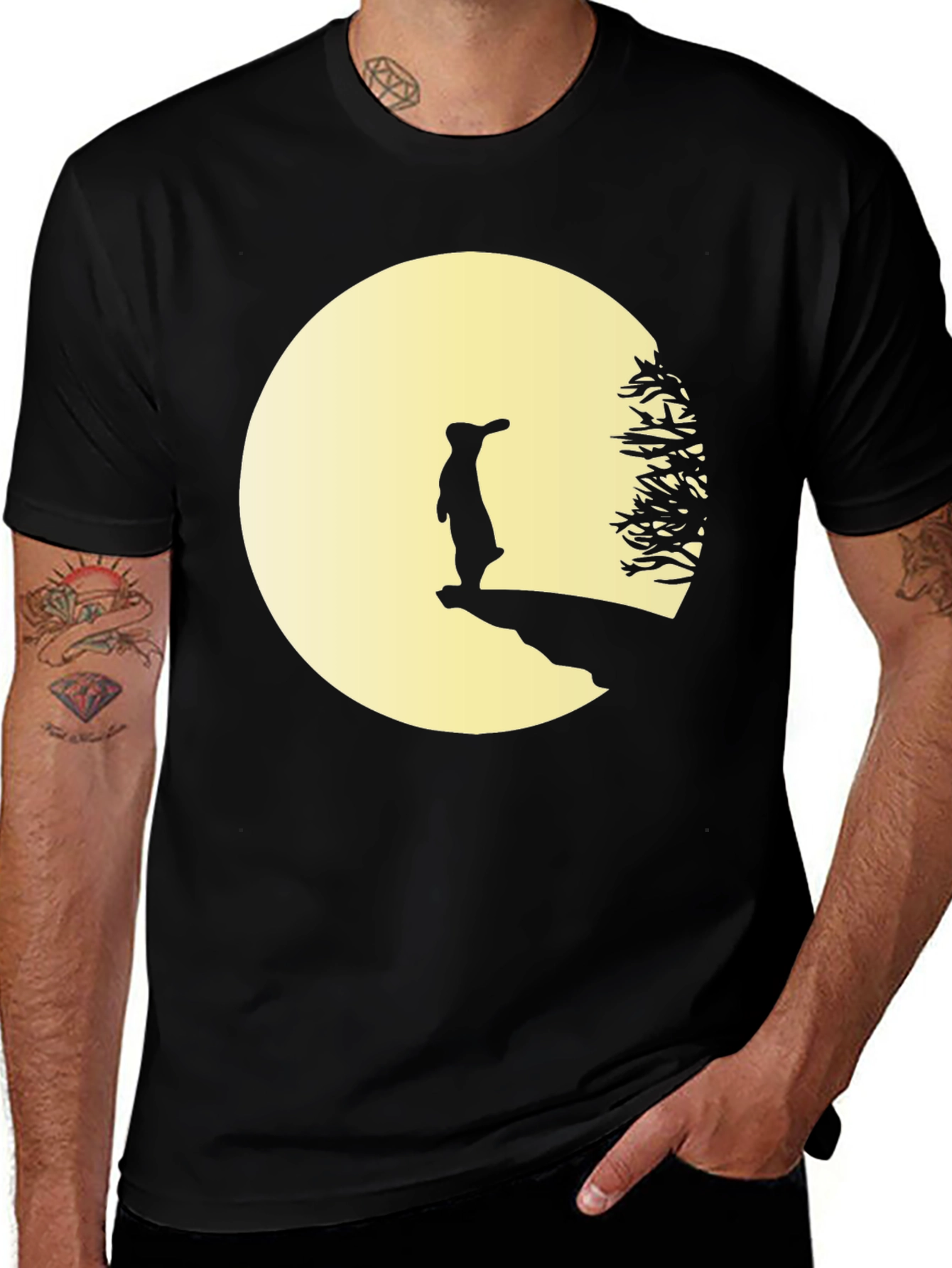 Variant 23 of Silhouette Rabbit on Moon T-Shirt