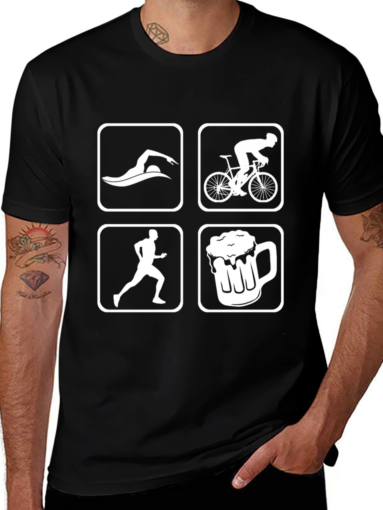 Variant 4 of Triathlon and Beer Men's Graphic Tee