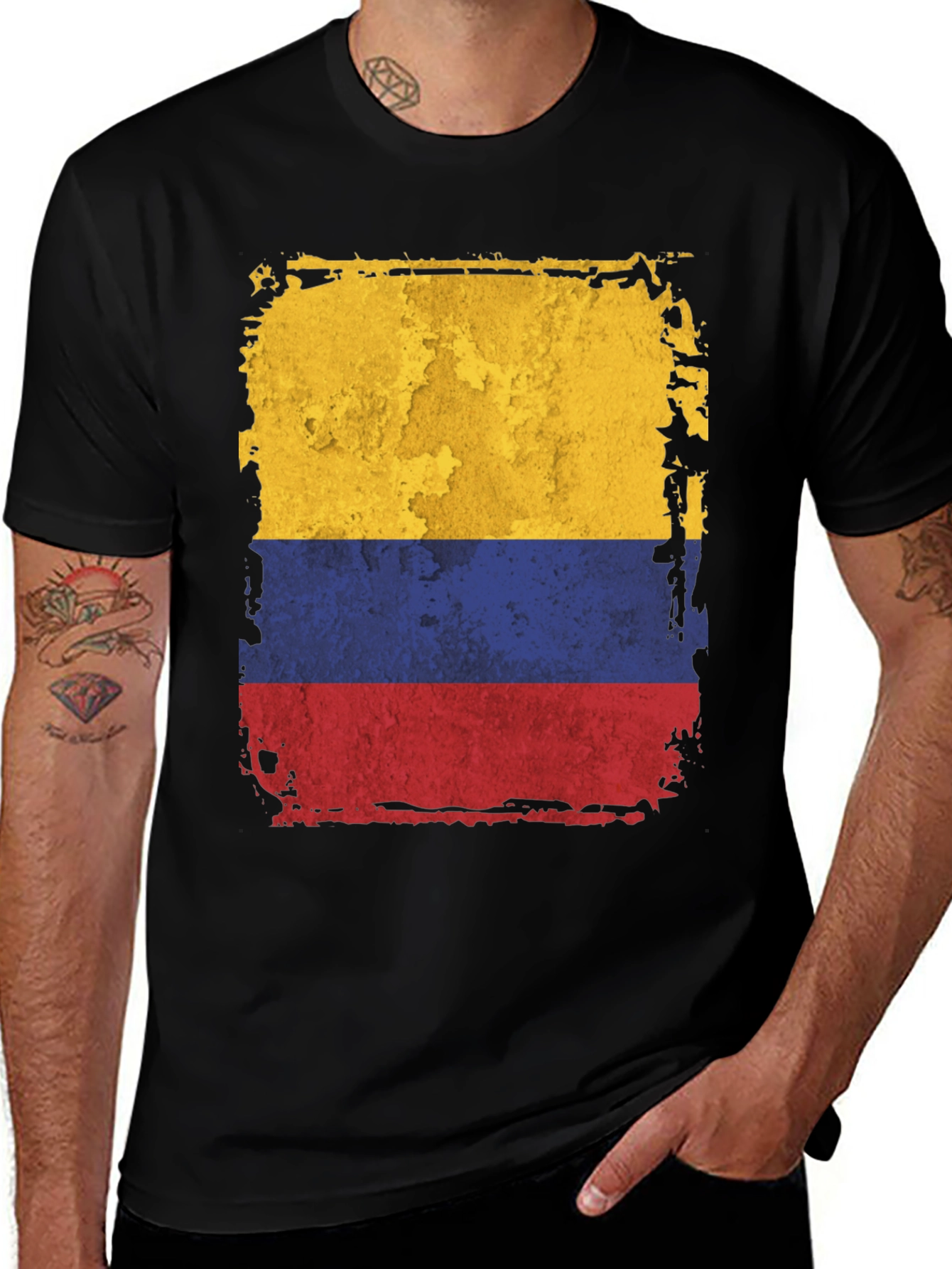 Colombian Flag Distressed Graphic T-Shirt