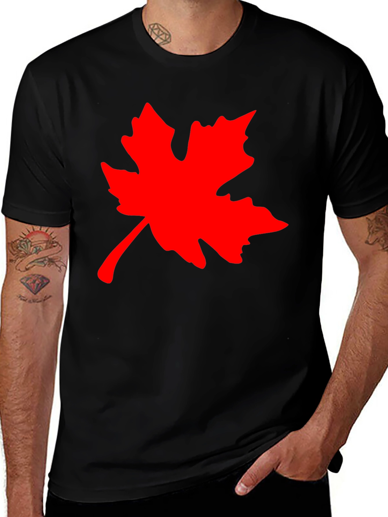 Variant 9 of Maple Leaf Graphic Tee - Black Short Sleeve