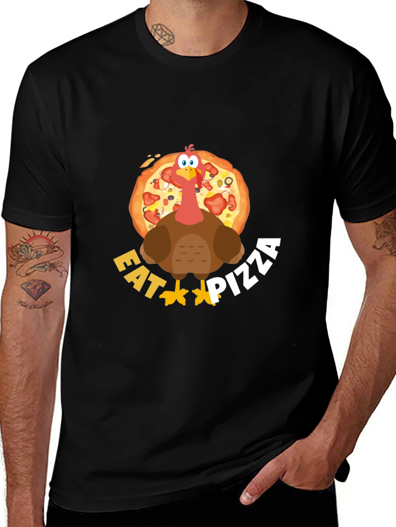 Variant 14 of Eat Pizza Turkey Tee - Thanksgiving Fun!