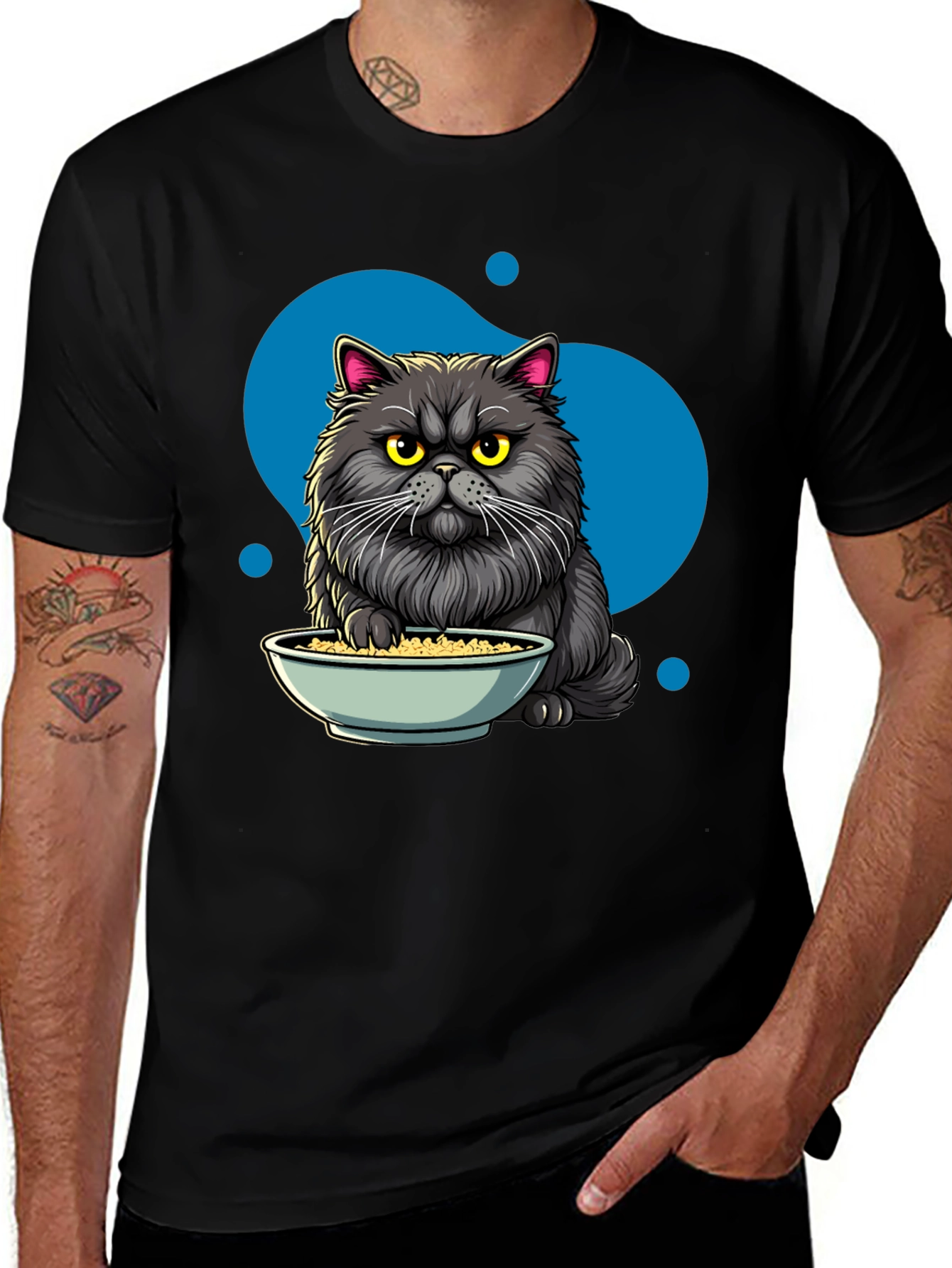 Variant 18 of Grumpy Cat Food Bowl T-Shirt - Unisex Black Tee