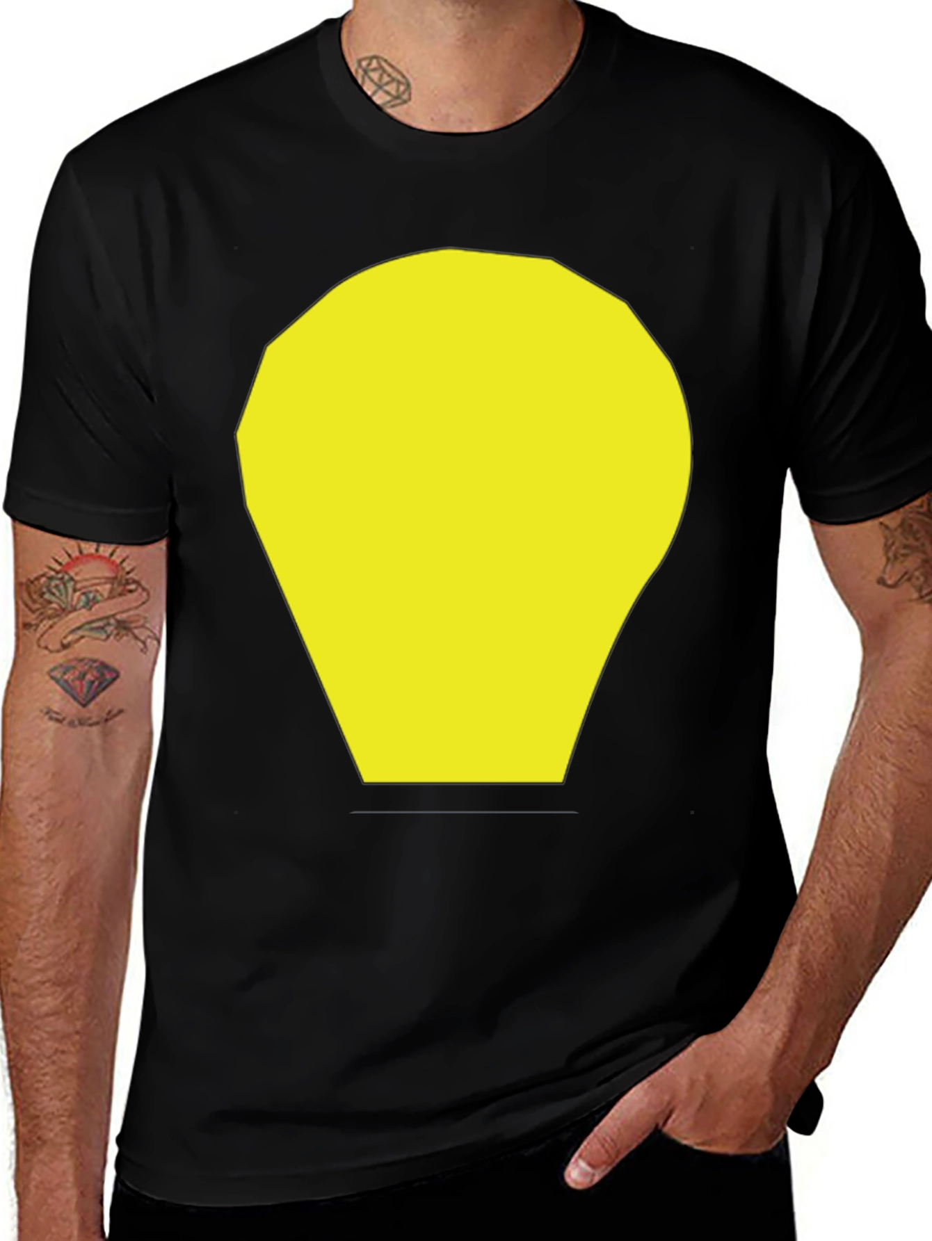 Variant 16 of Black T-Shirt with Yellow Abstract Graphic Print