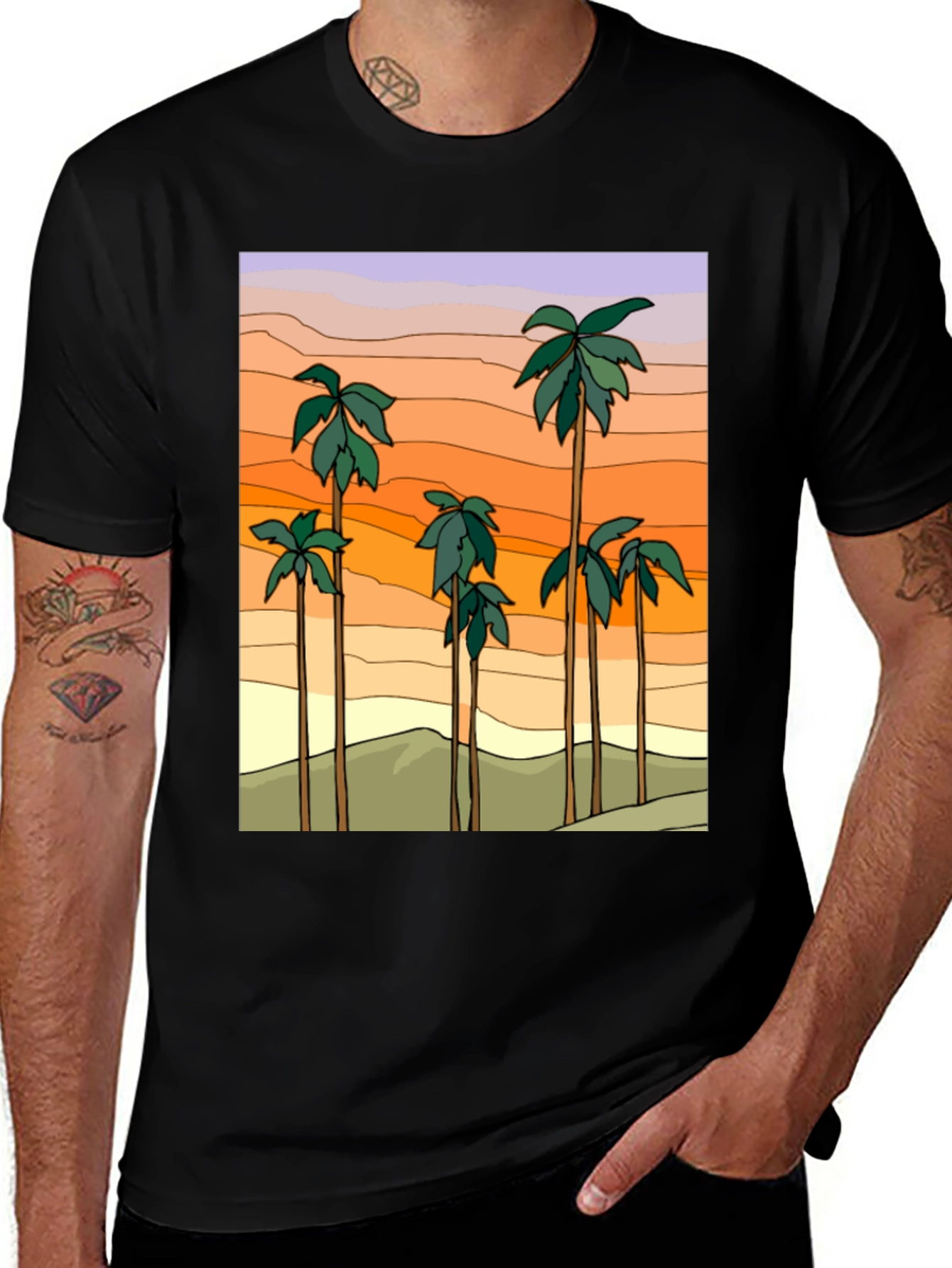 Variant 27 of Sunset Palm Tree Graphic Tee