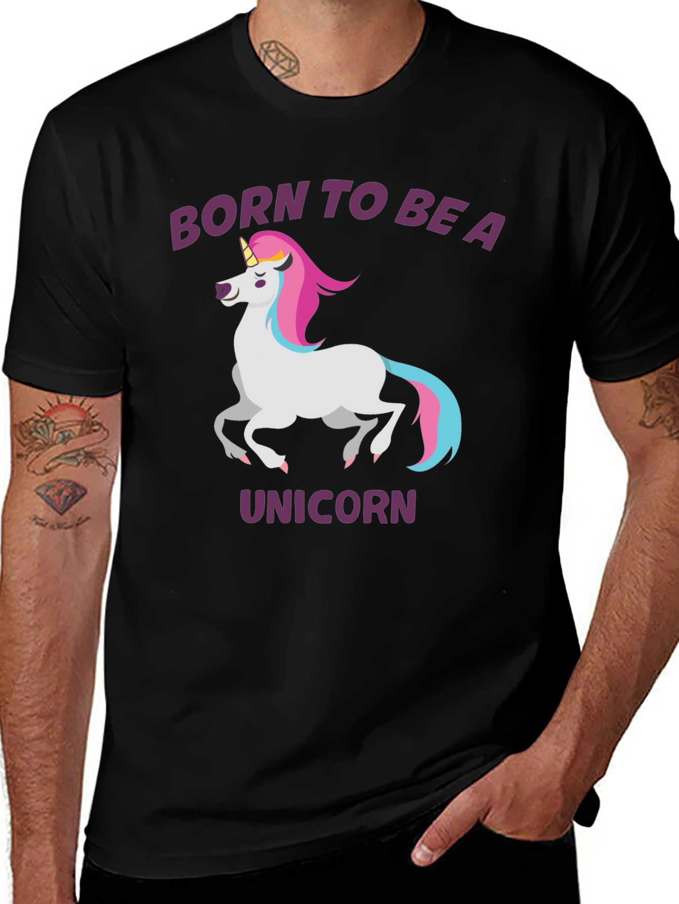 Variant 12 of Born to Be A Unicorn T-Shirt - Black