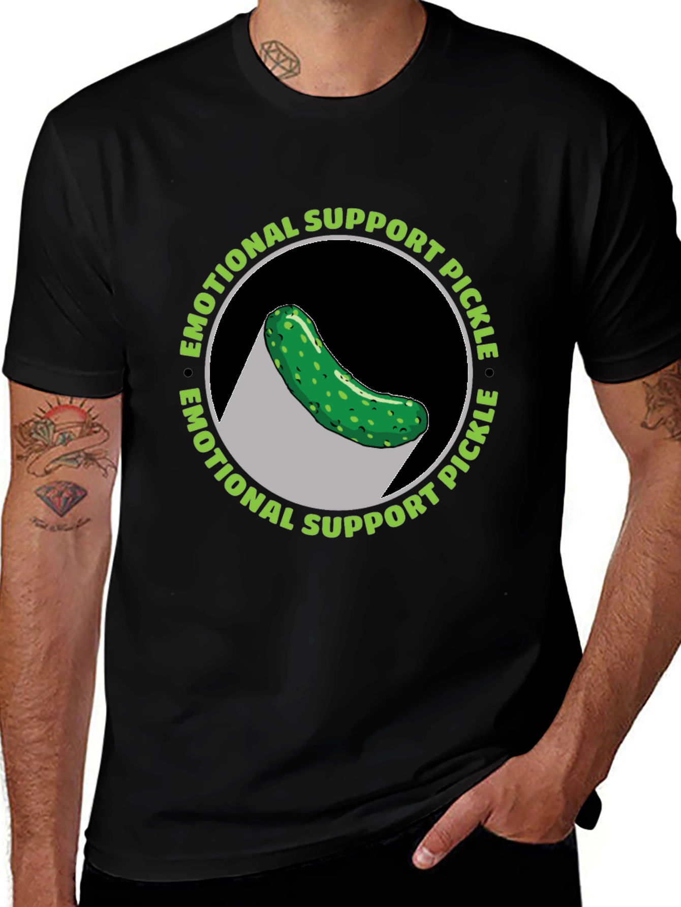 Variant 4 of Emotional Support Pickle T-Shirt - Funny Graphic Tee