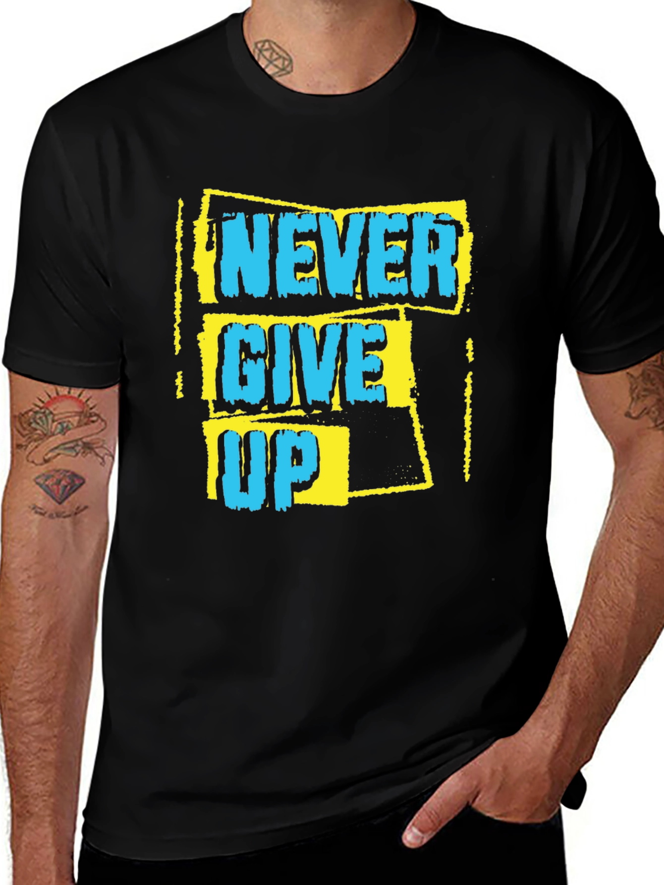 Variant 23 of Never Give Up Graphic Tee - Motivational Design