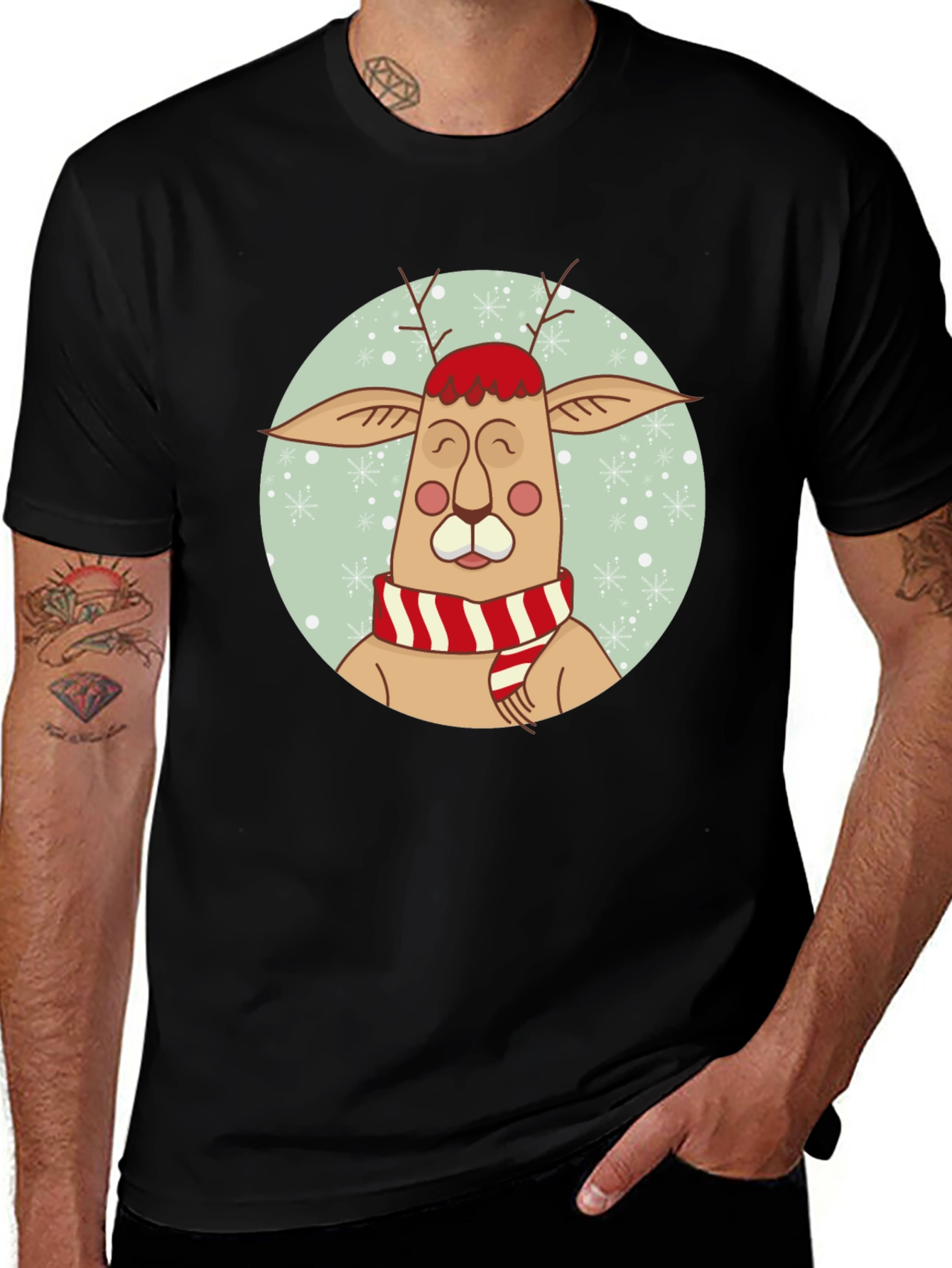 Variant 9 of Festive Reindeer Graphic Tee - Holiday Cheer
