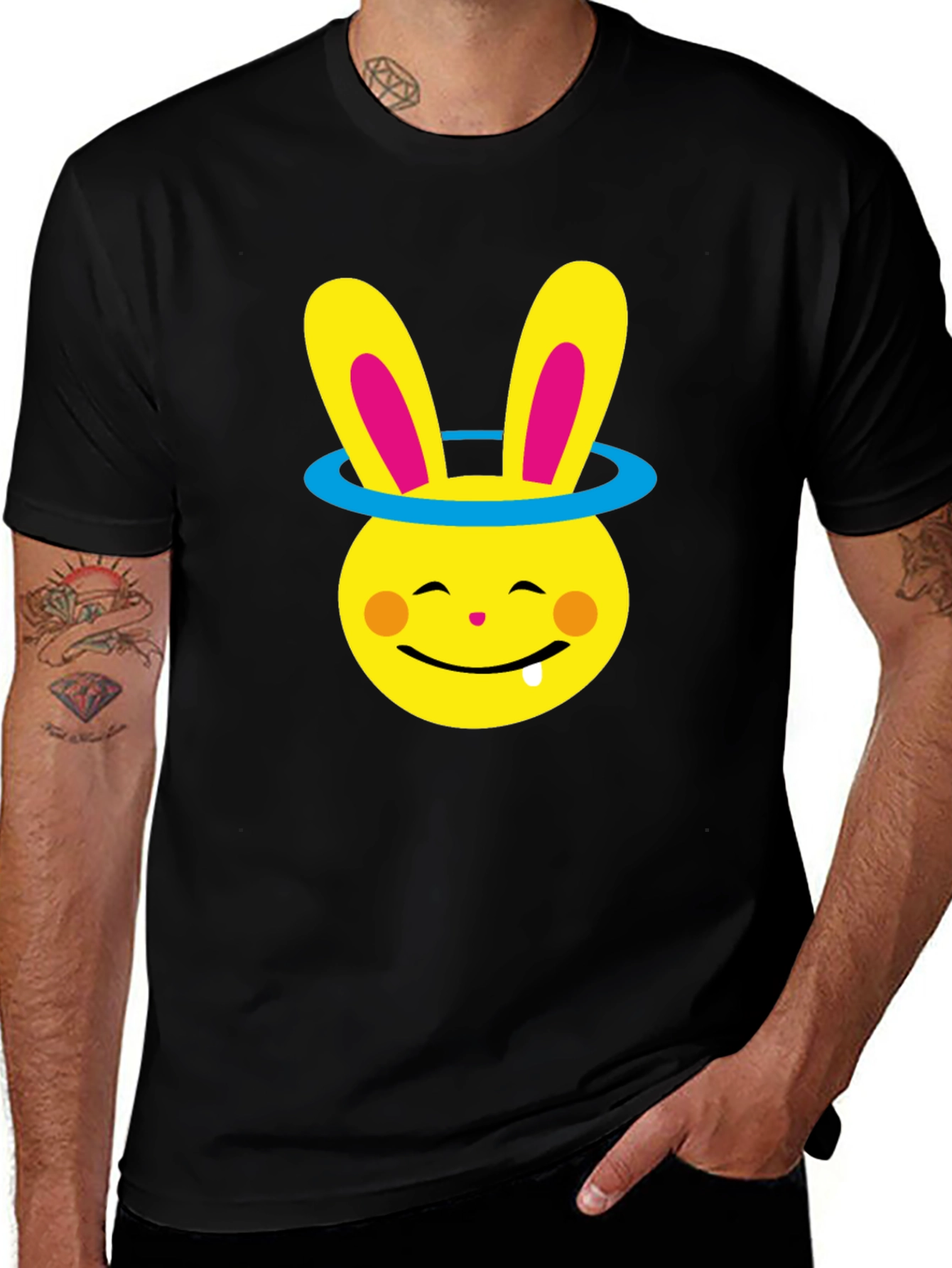 Variant 18 of Funny Bunny Halo Graphic Tee - Soft Cotton Blend