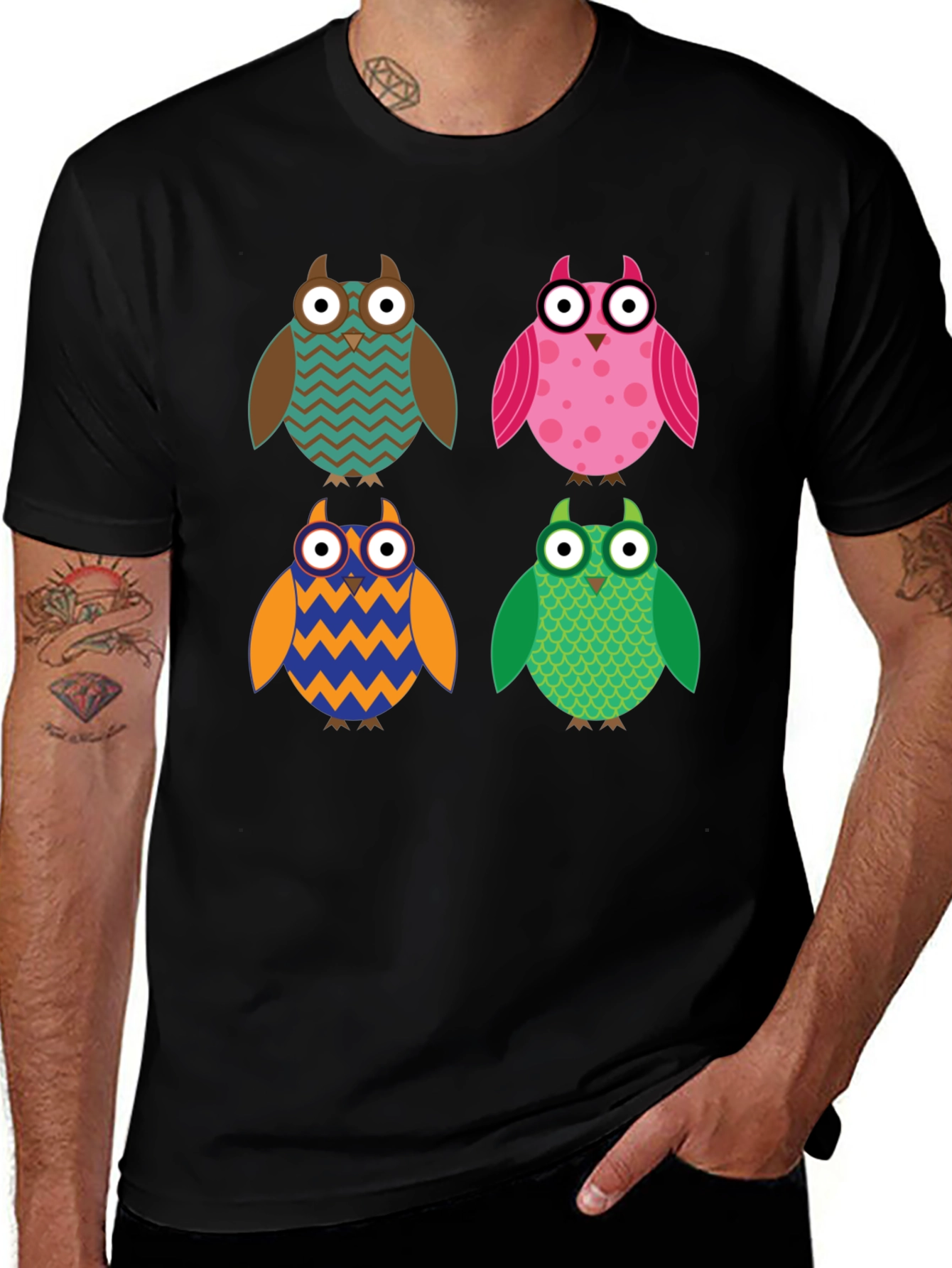 Variant 28 of Colorful Owl T-Shirt: Cute Cartoon Design
