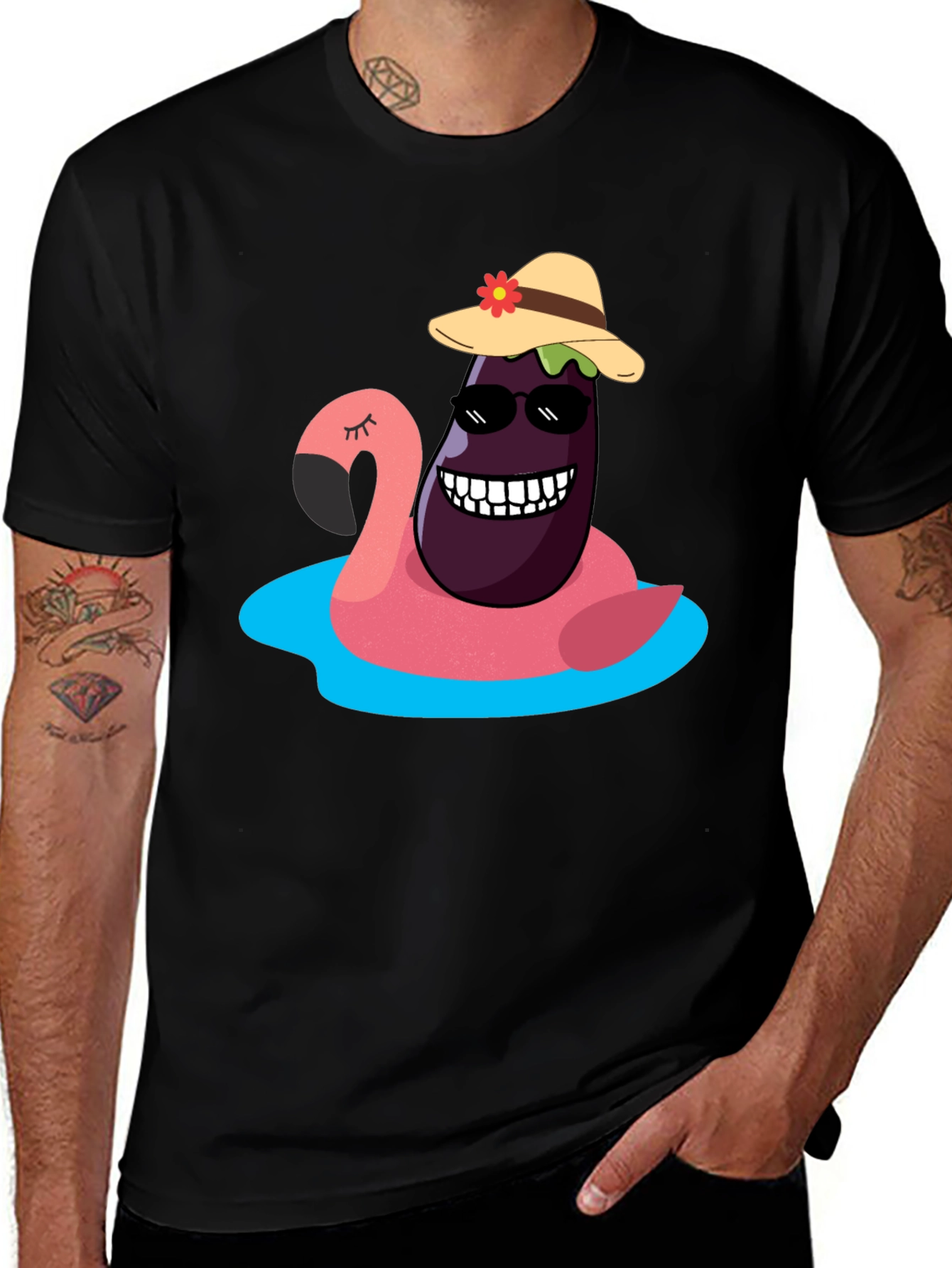 Eggplant Flamingo Pool Party T-Shirt