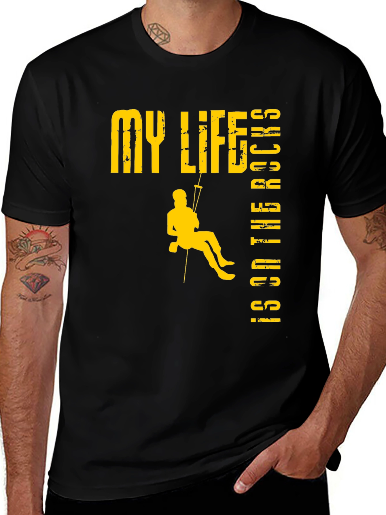 Variant 25 of Rock Climbing T-Shirt: My Life Is On The Rocks