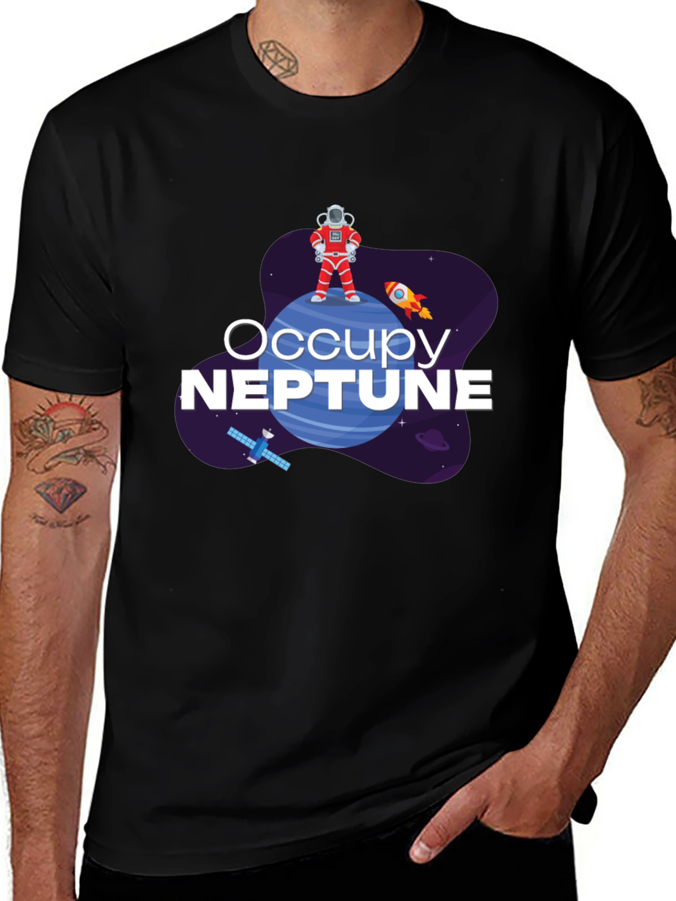 Occupy Neptune Graphic T-Shirt - Space Exploration Tee