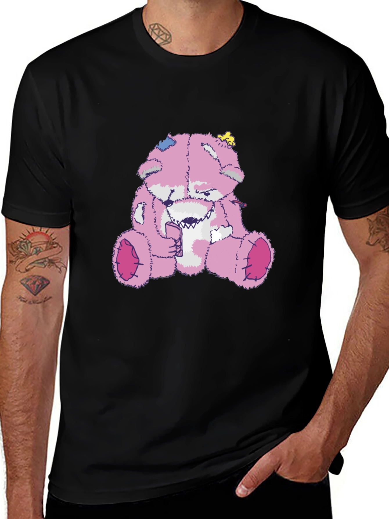 Variant 6 of Creepy Pink Teddy Bear Graphic Tee