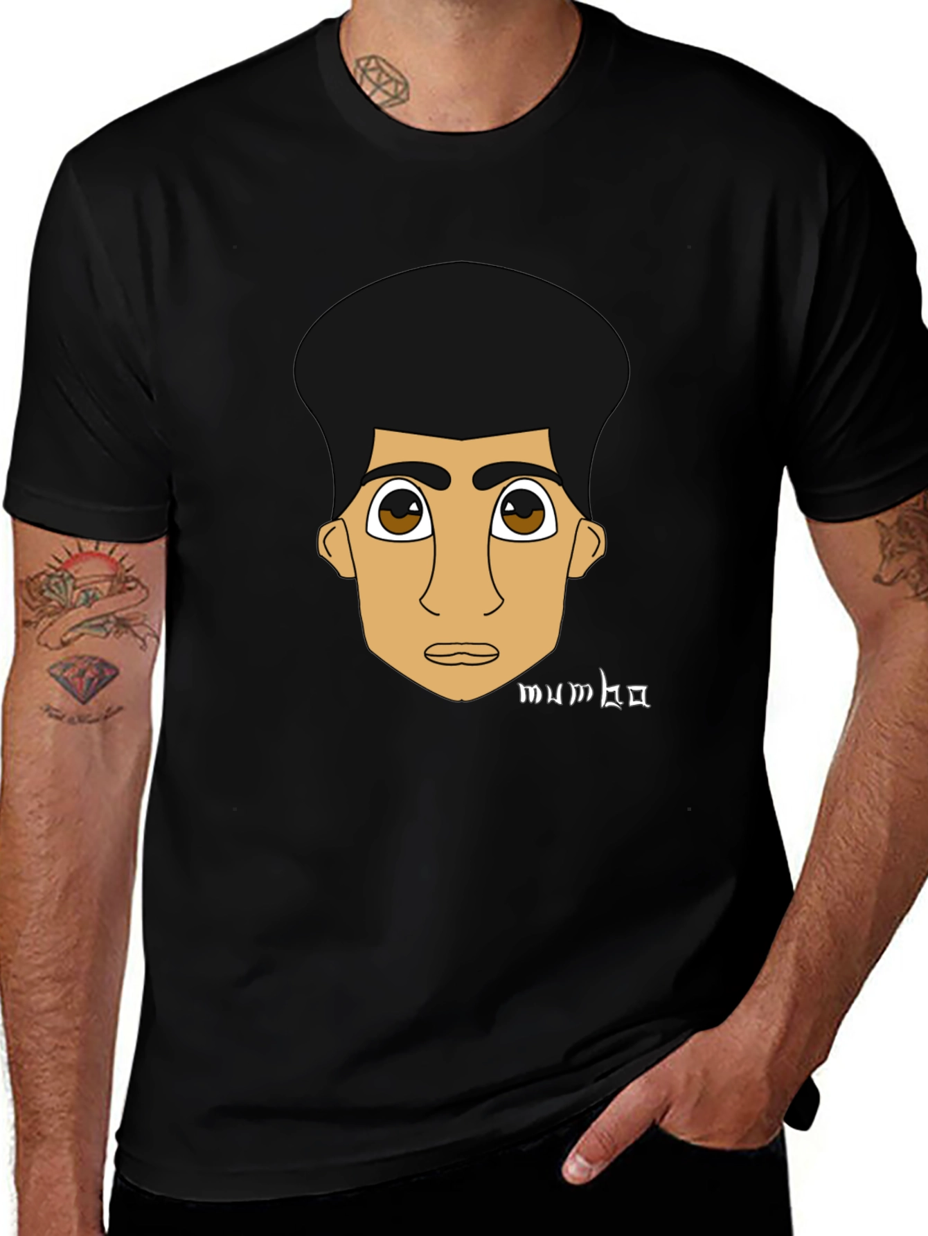 Variant 6 of Cartoon Face Black T-Shirt
