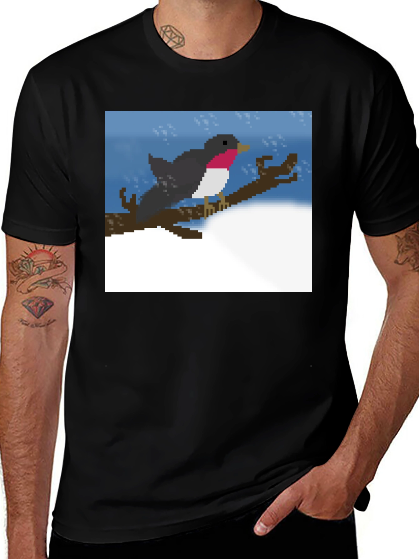 Variant 24 of Pixelated Robin T-Shirt