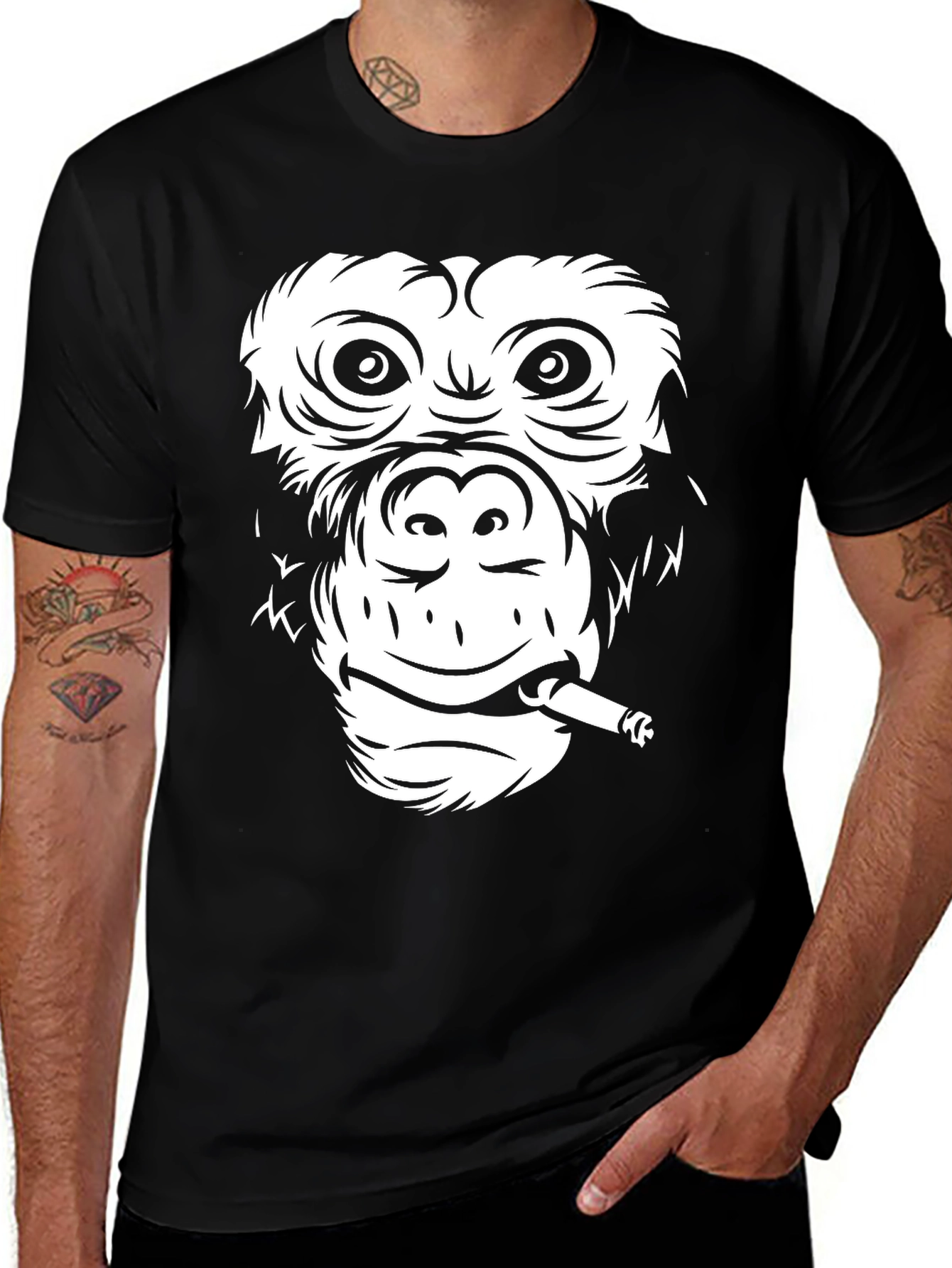 Variant 12 of Cool Monkey Graphic Tee - Black Unisex T-Shirt