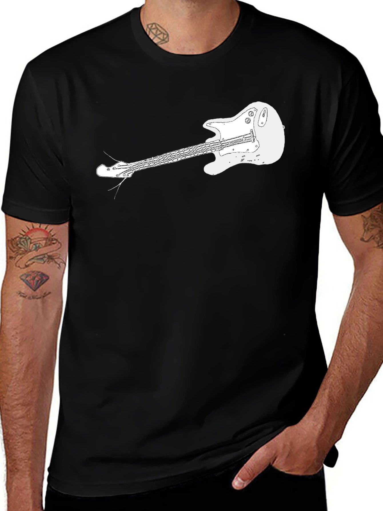 Variant 19 of Guitar Graphic Black T-Shirt